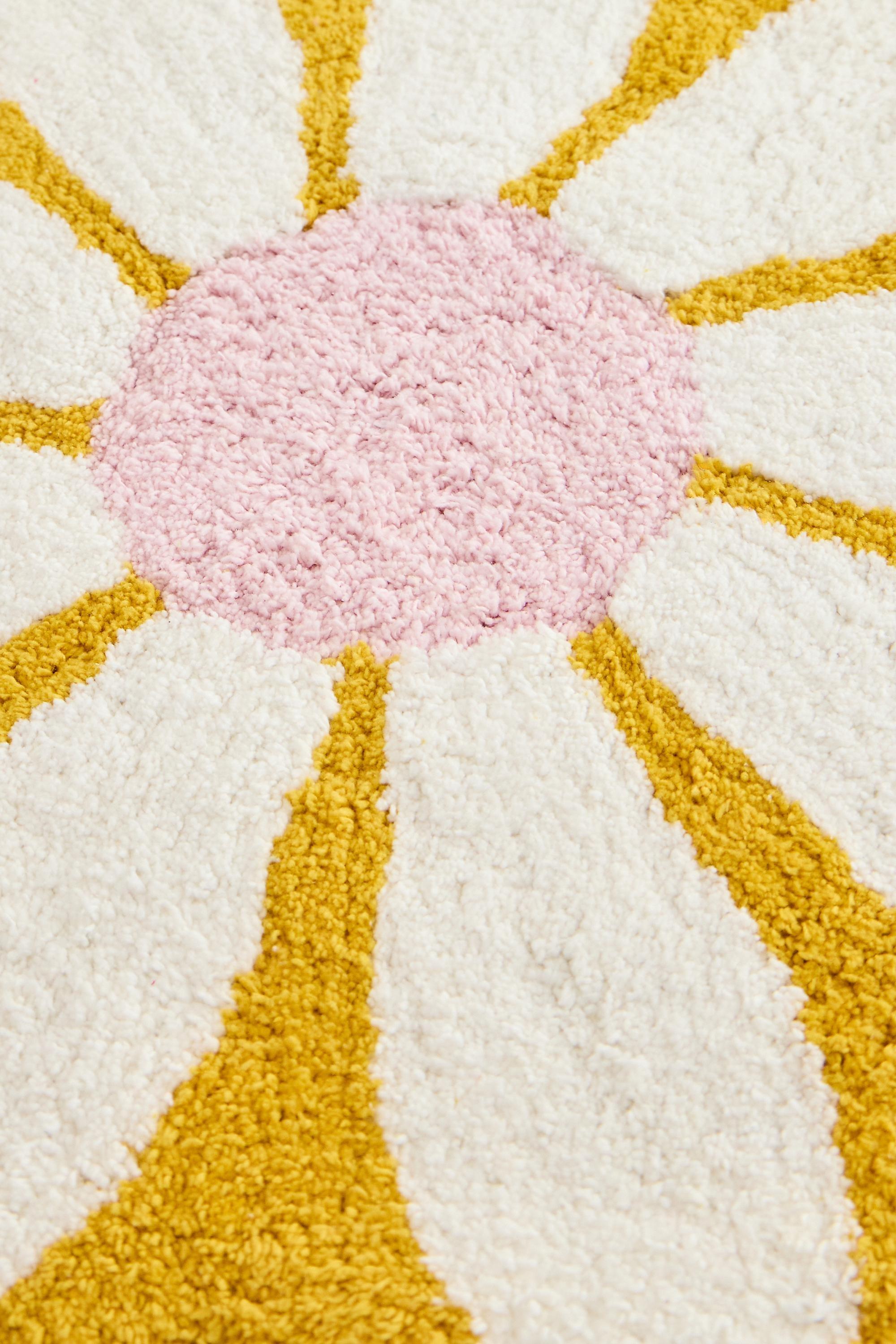 Yellow Daisy Mini Bath Mat, YEL, medium