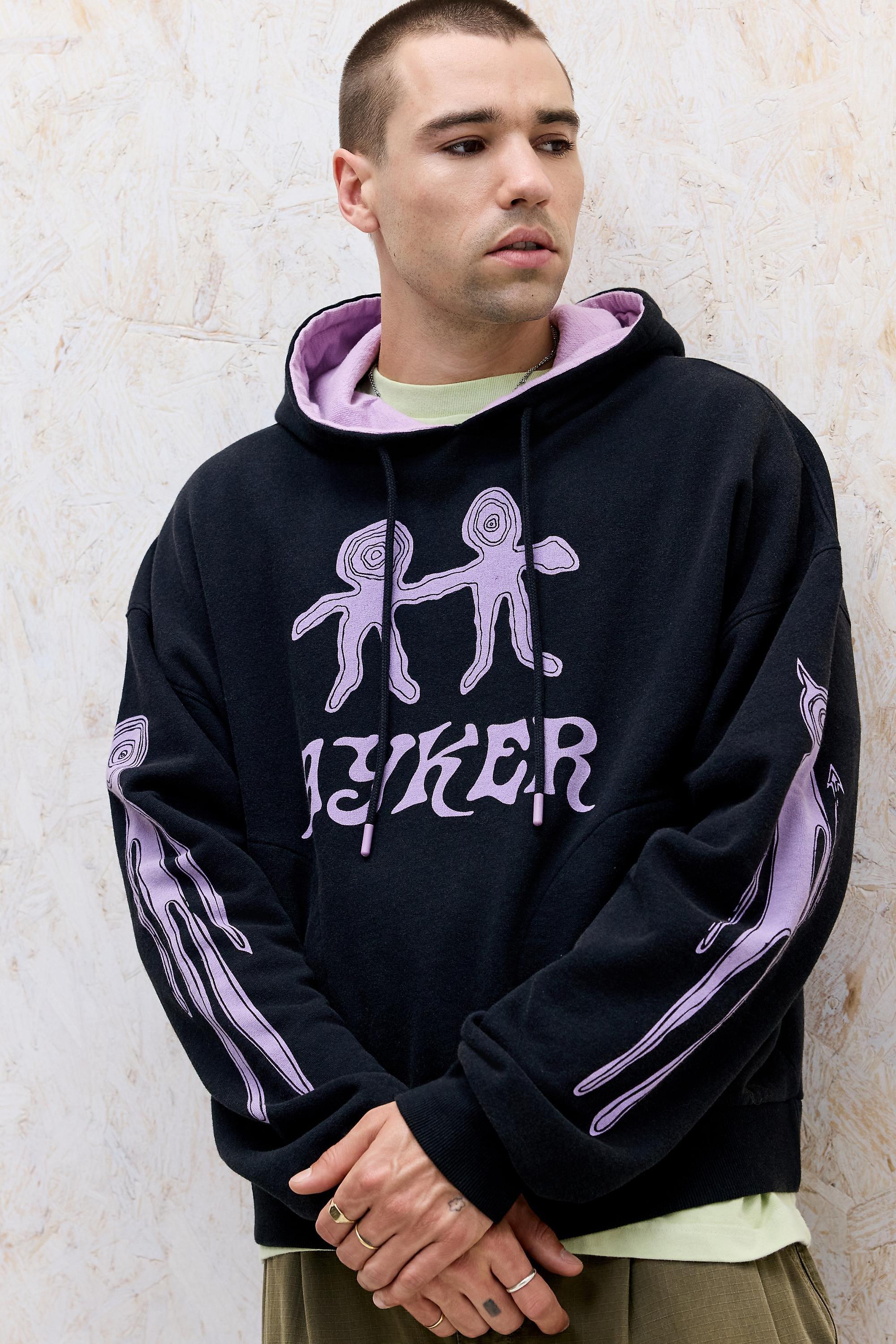 Black Ayker Black Abstract Totem Hoodie, BLK, medium