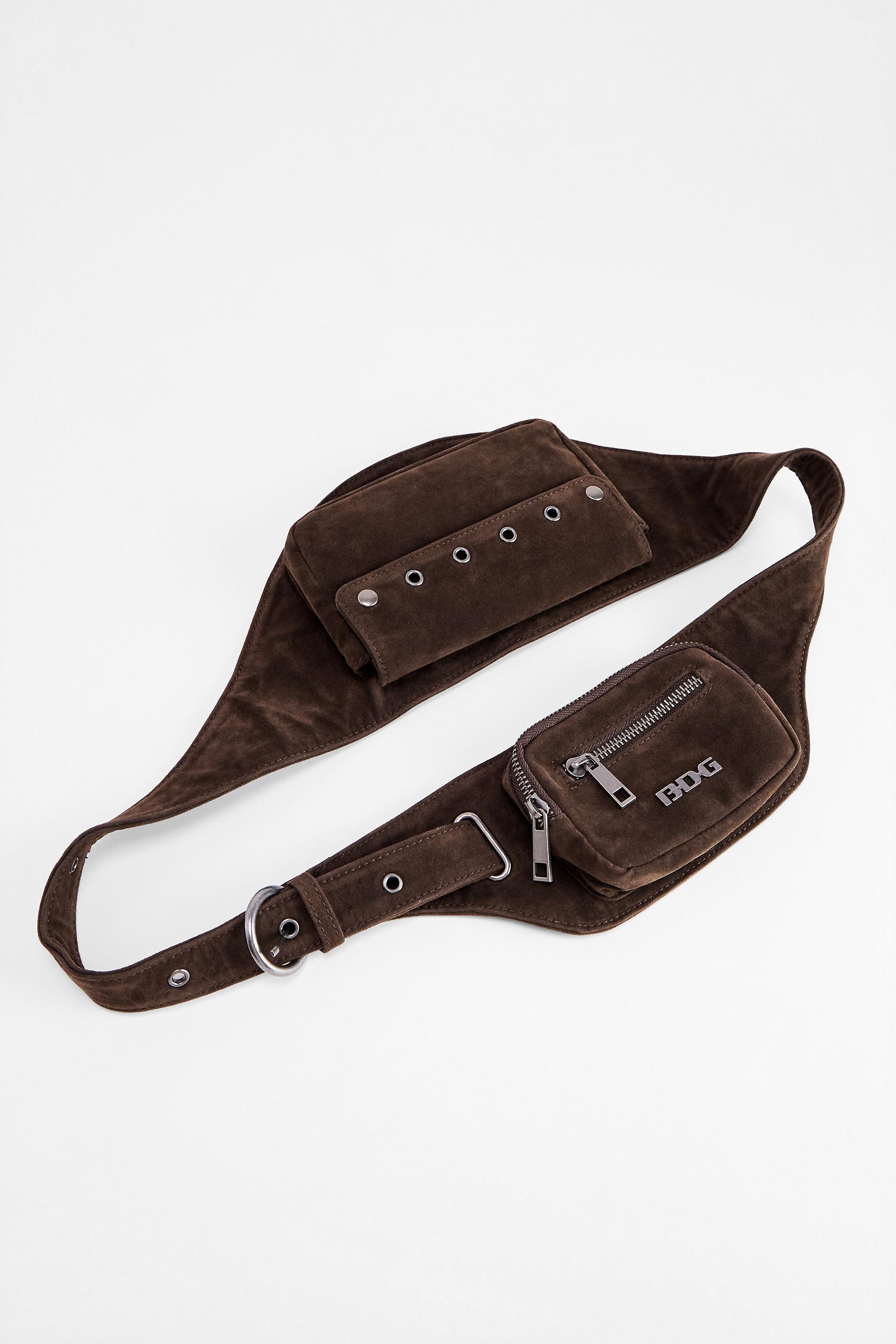 Brown Bdg Faux Suede Belt Bag, BRN, large image number 2