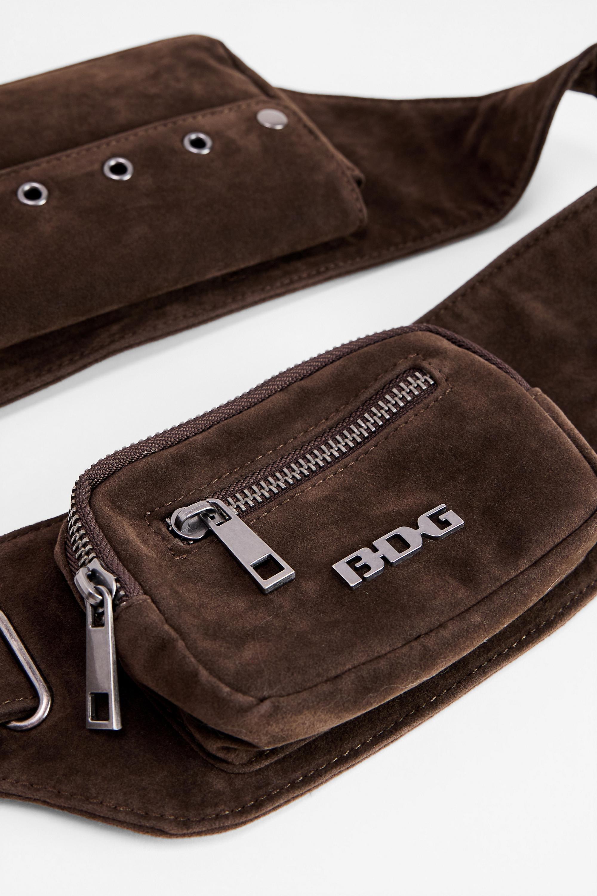 Brown Bdg Faux Suede Belt Bag, BRN, large image number 3