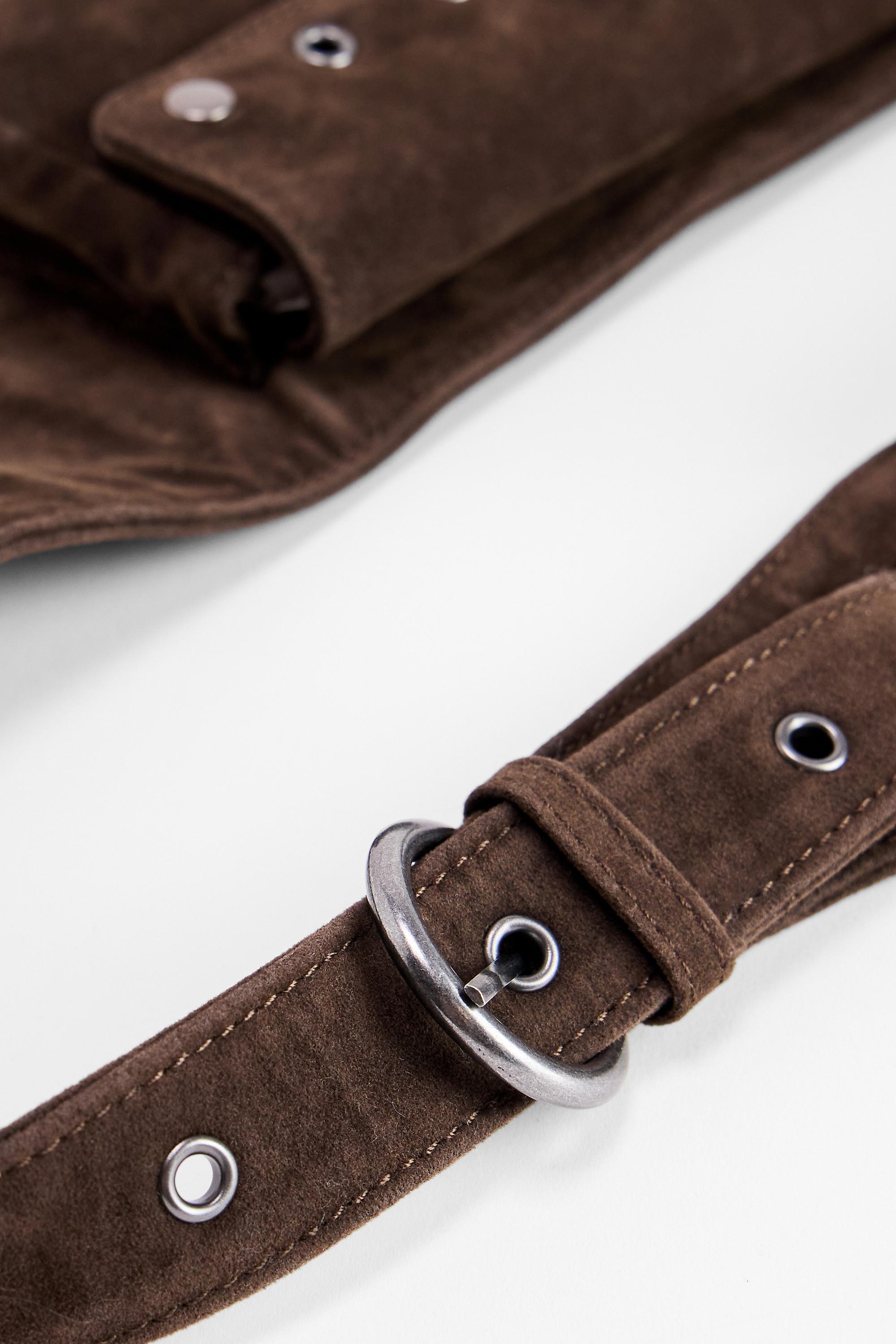 Brown Bdg Faux Suede Belt Bag, BRN, large image number 4