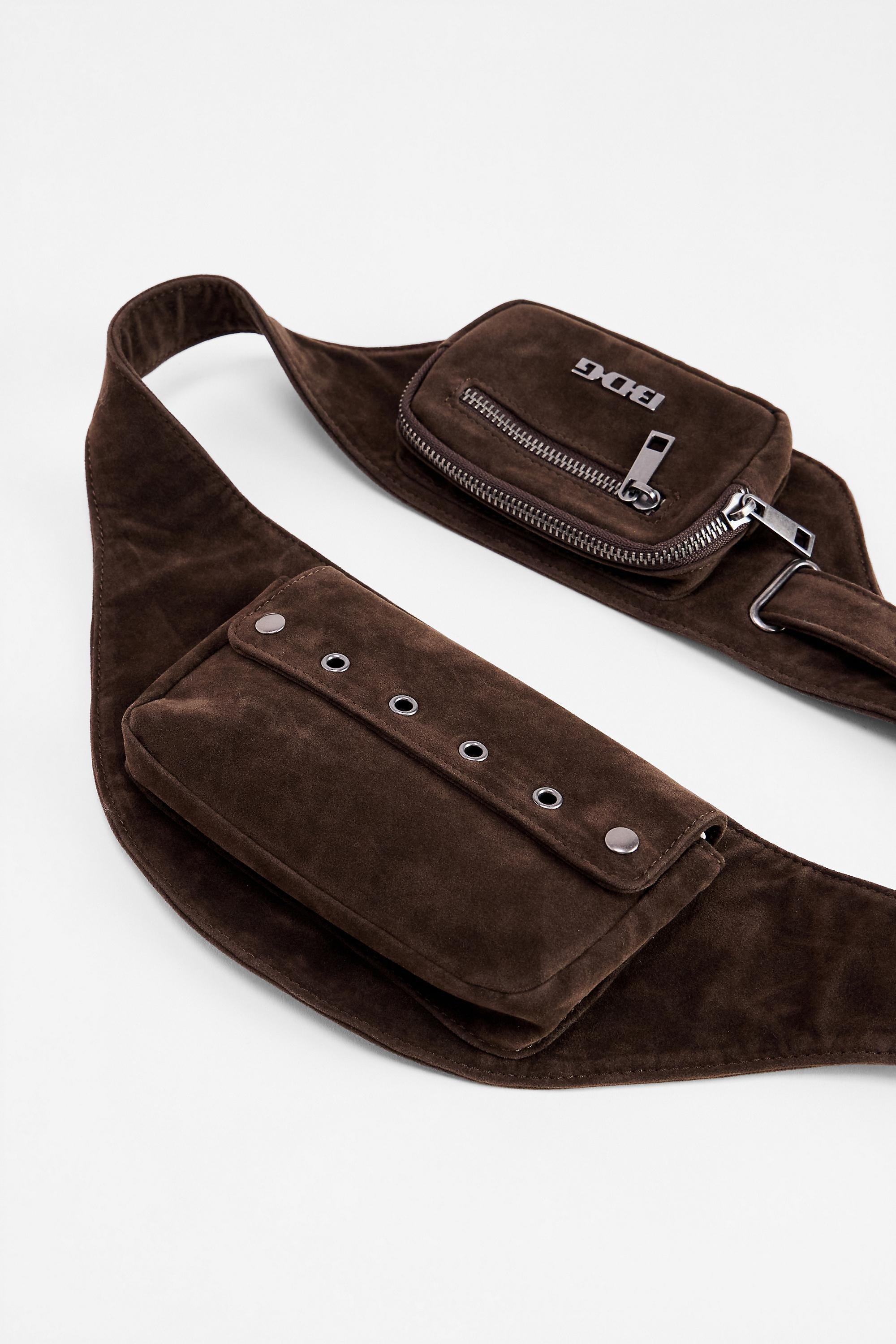 Brown Bdg Faux Suede Belt Bag, BRN, large image number 5