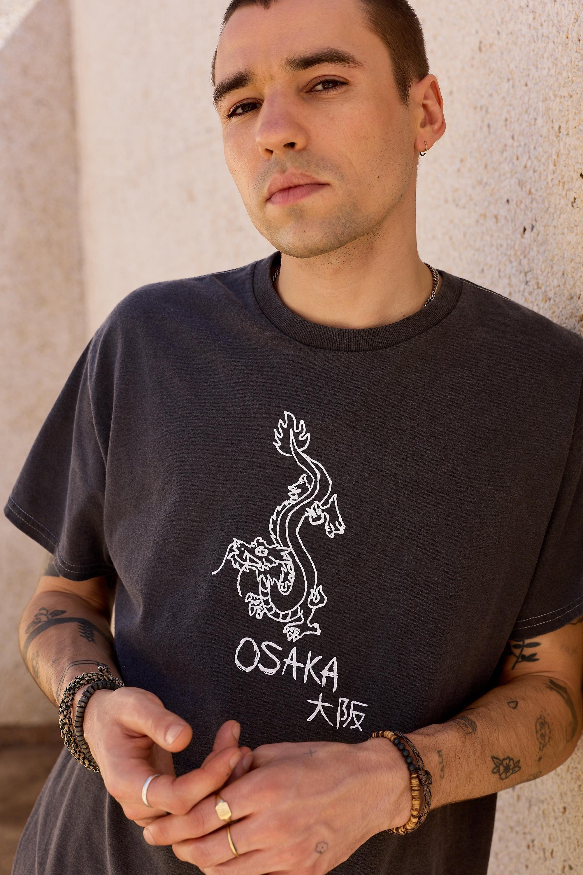 Black Uo Osaka Dragon T-Shirt, BLK, large image number 2