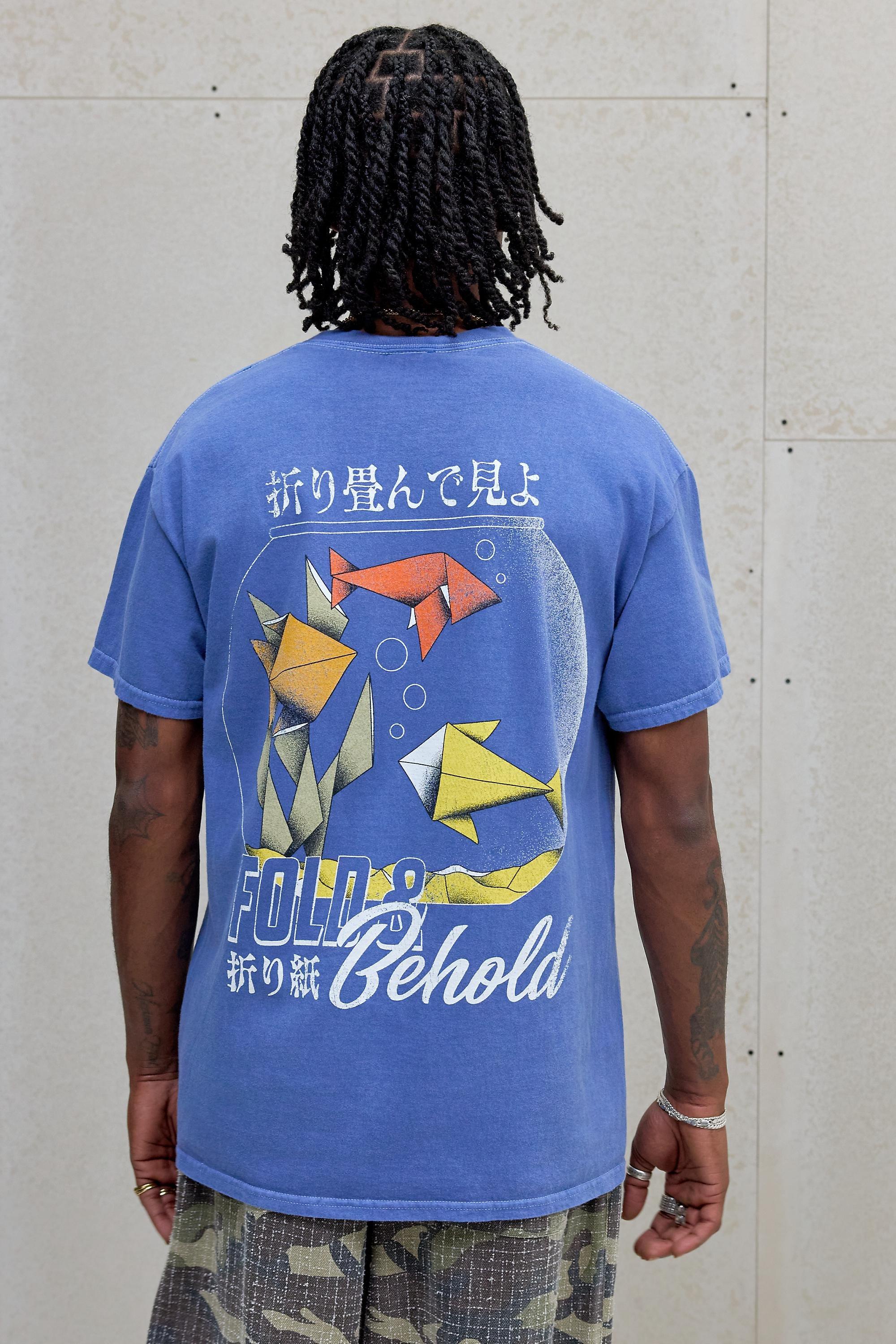 Blue Uo Blue Origami Fish T-Shirt, BLUE, large image number 0