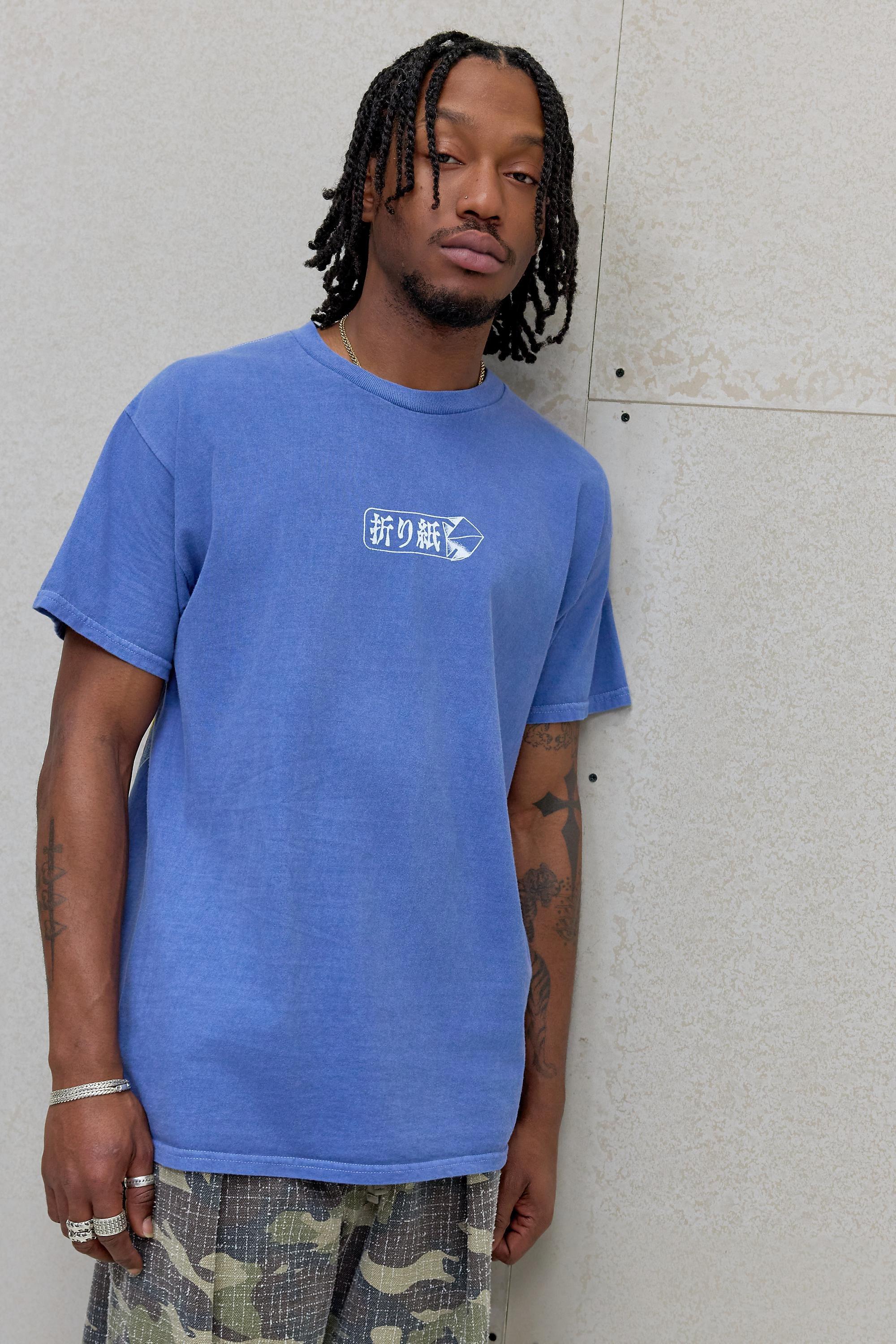 Blue Uo Blue Origami Fish T-Shirt, BLUE, large image number 1