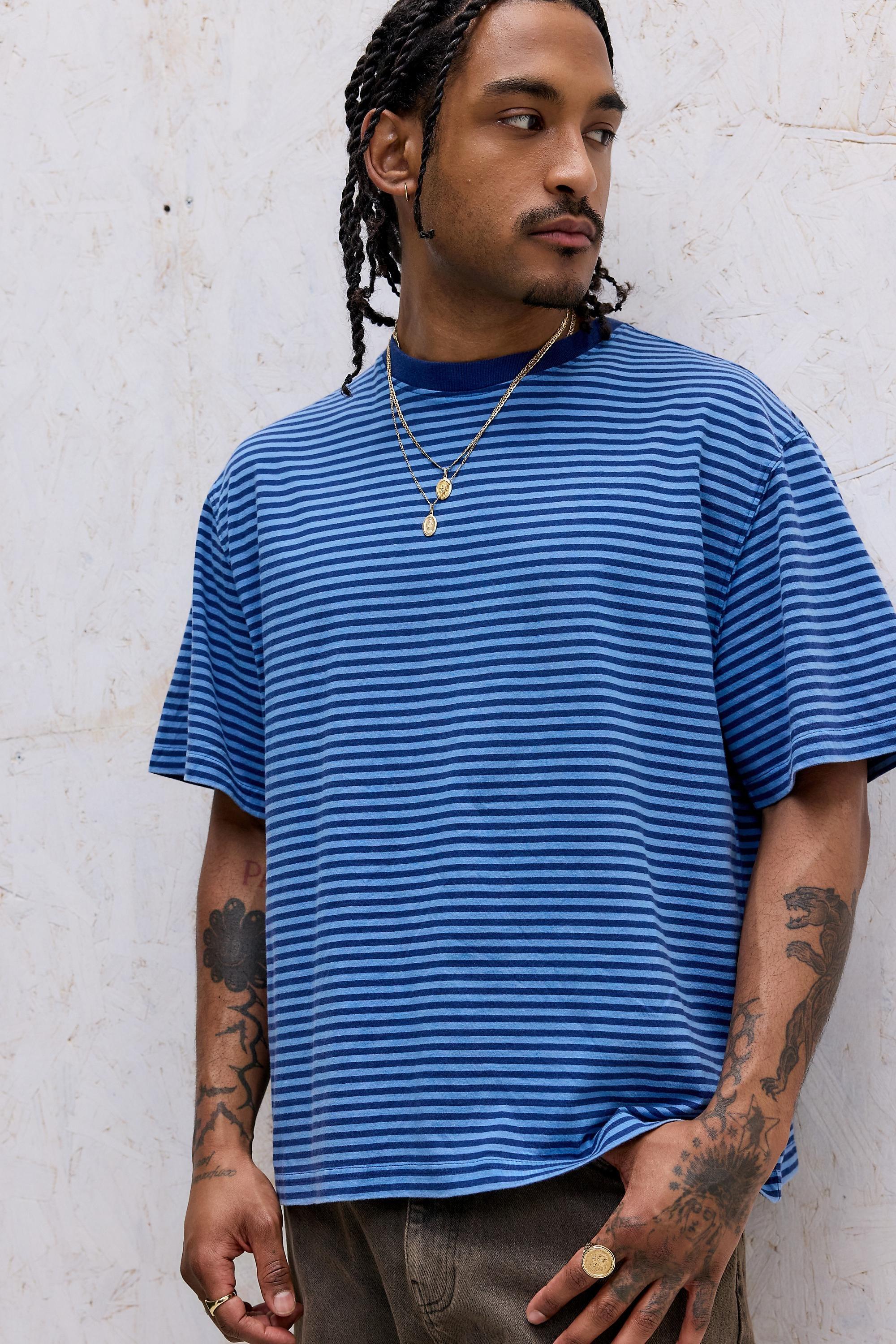 Blue Bdg Striped Short Sleeve T-Shirt, BLUE, large image number 0