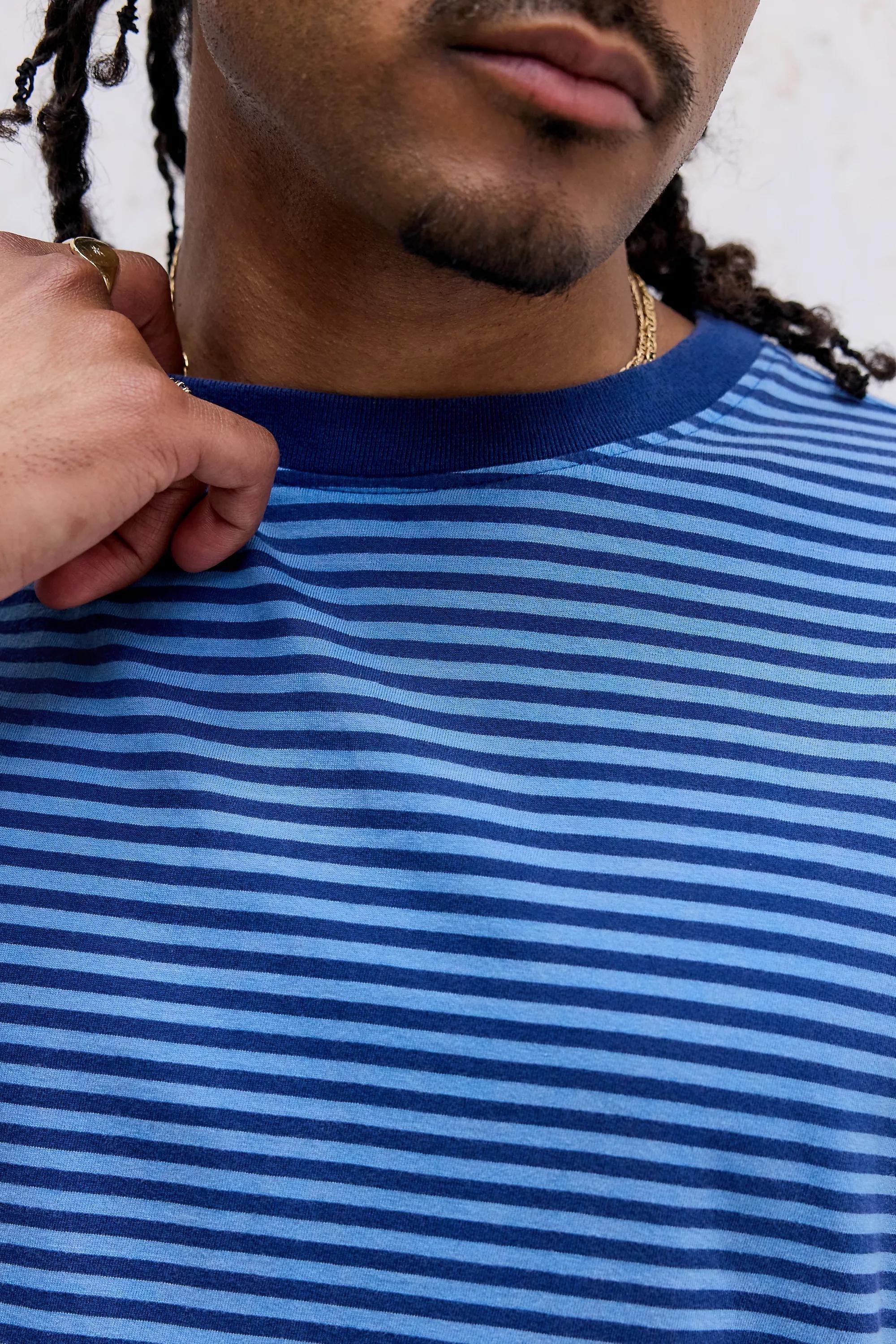 Blue Bdg Striped Short Sleeve T-Shirt, BLUE, large image number 2