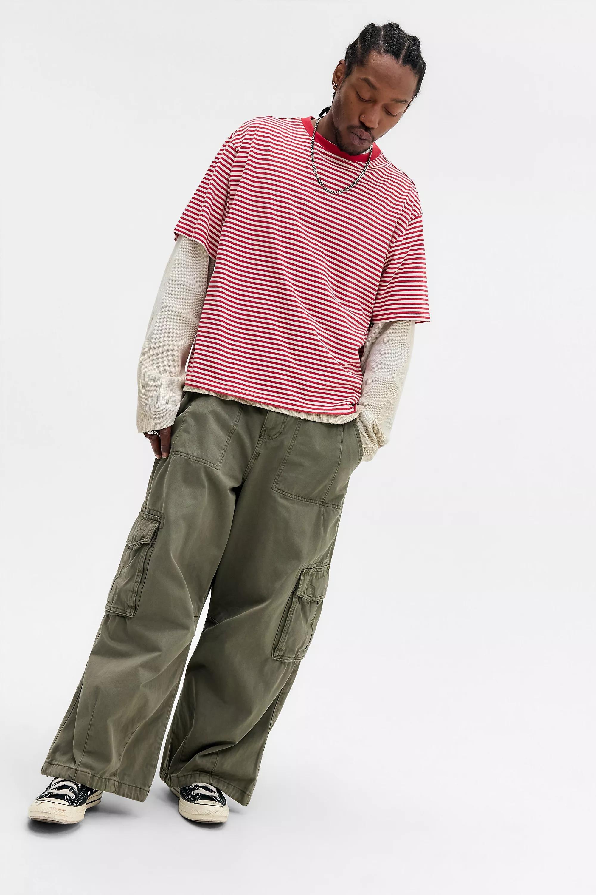 Red Bdg Striped Short Sleeve T-Shirt, WINE, large image number 1