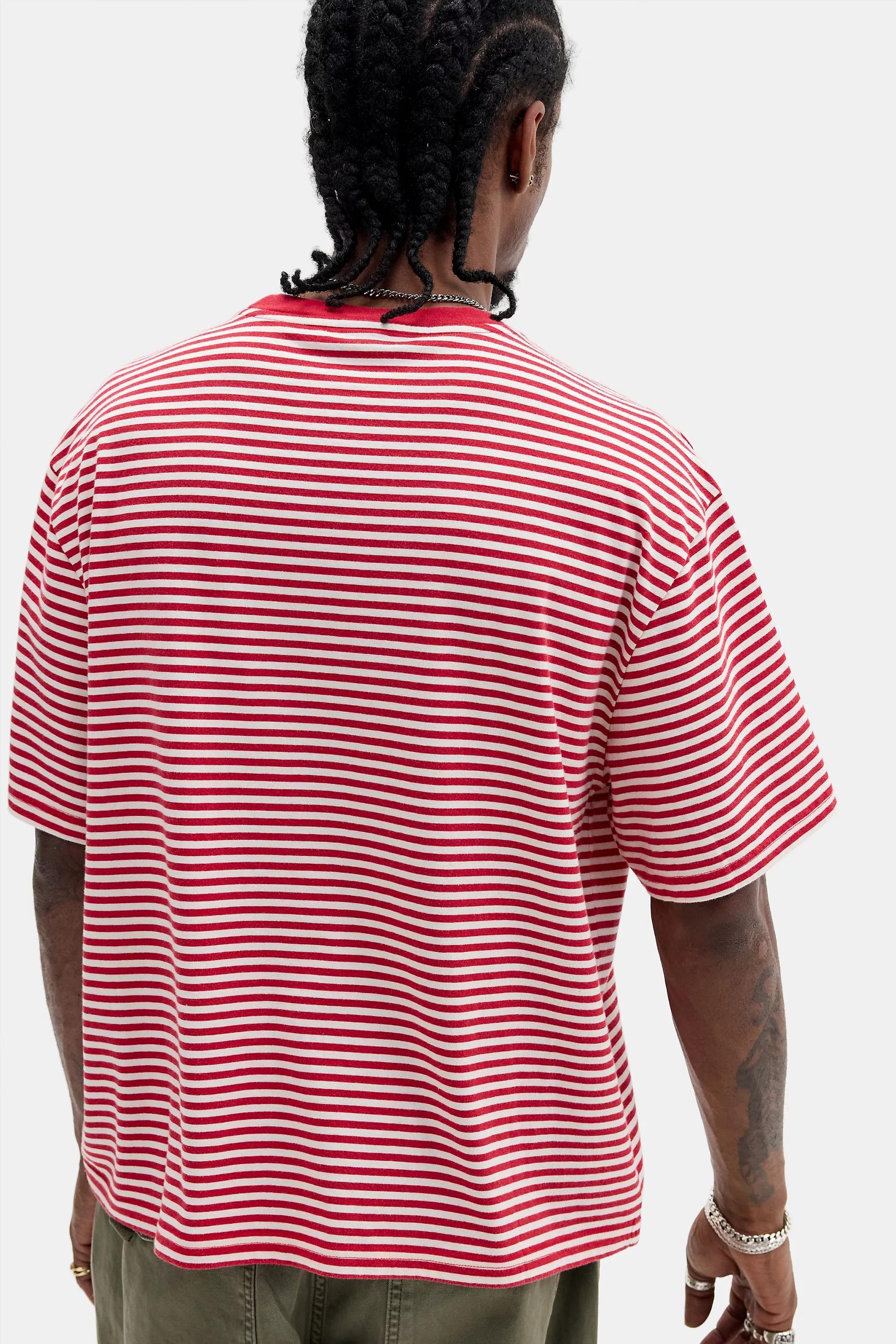 Red Bdg Striped Short Sleeve T-Shirt, WINE, large image number 3