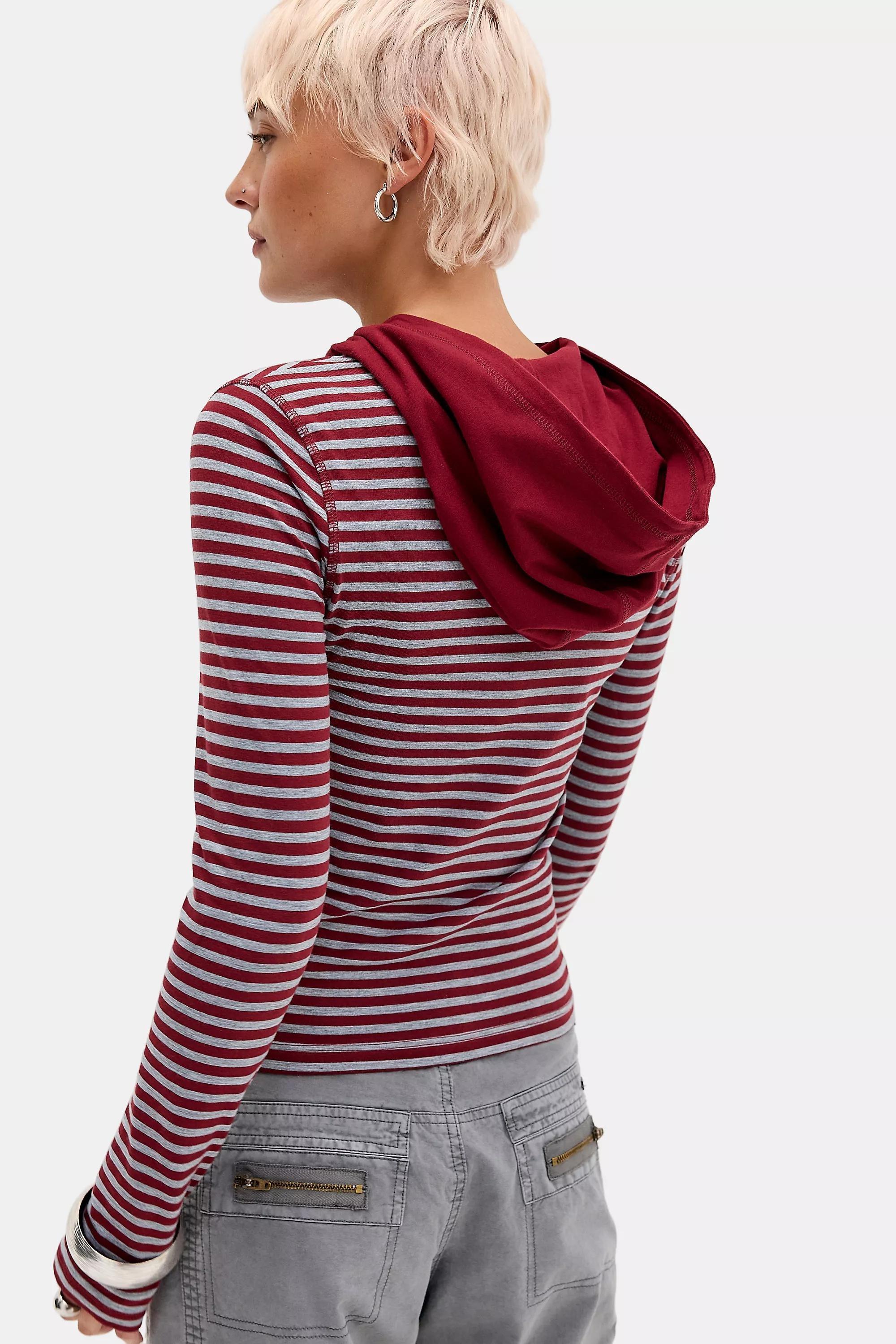 Red Bdg Bekki Long Sleeve Striped Hoodie, RD, large image number 3