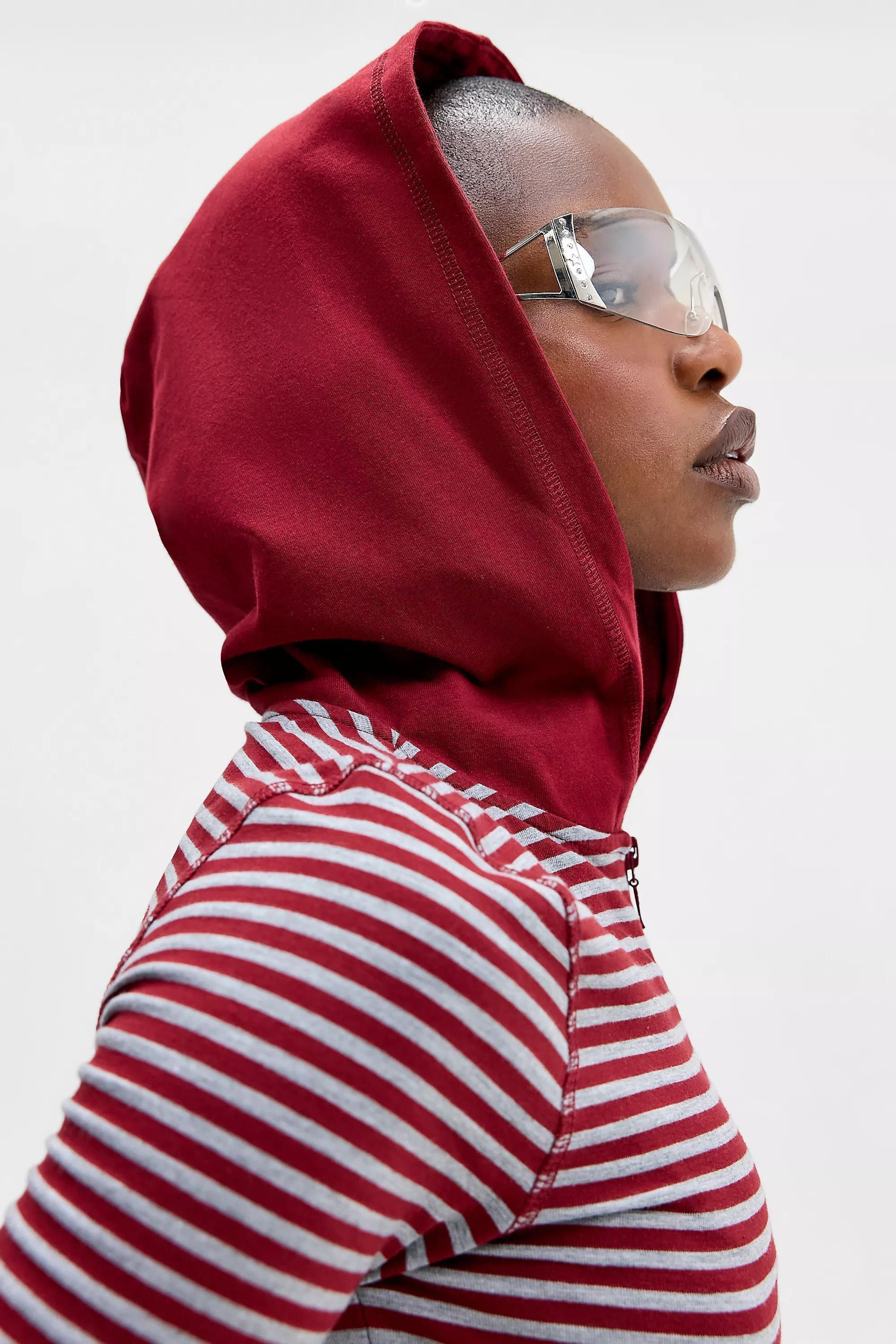 Red Bdg Bekki Long Sleeve Striped Hoodie, RD, large image number 4