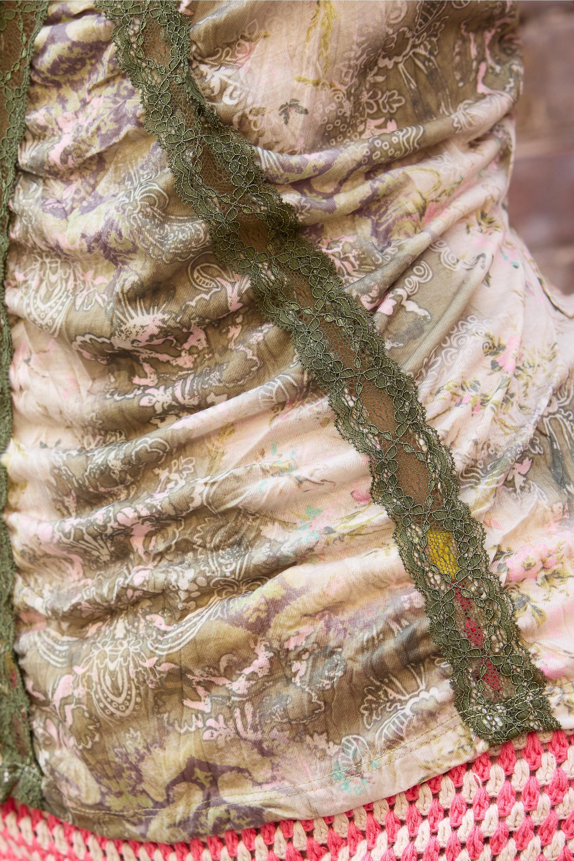 Green Silence + Noise Ruched Lace Trim Cami, GN, large image number 3