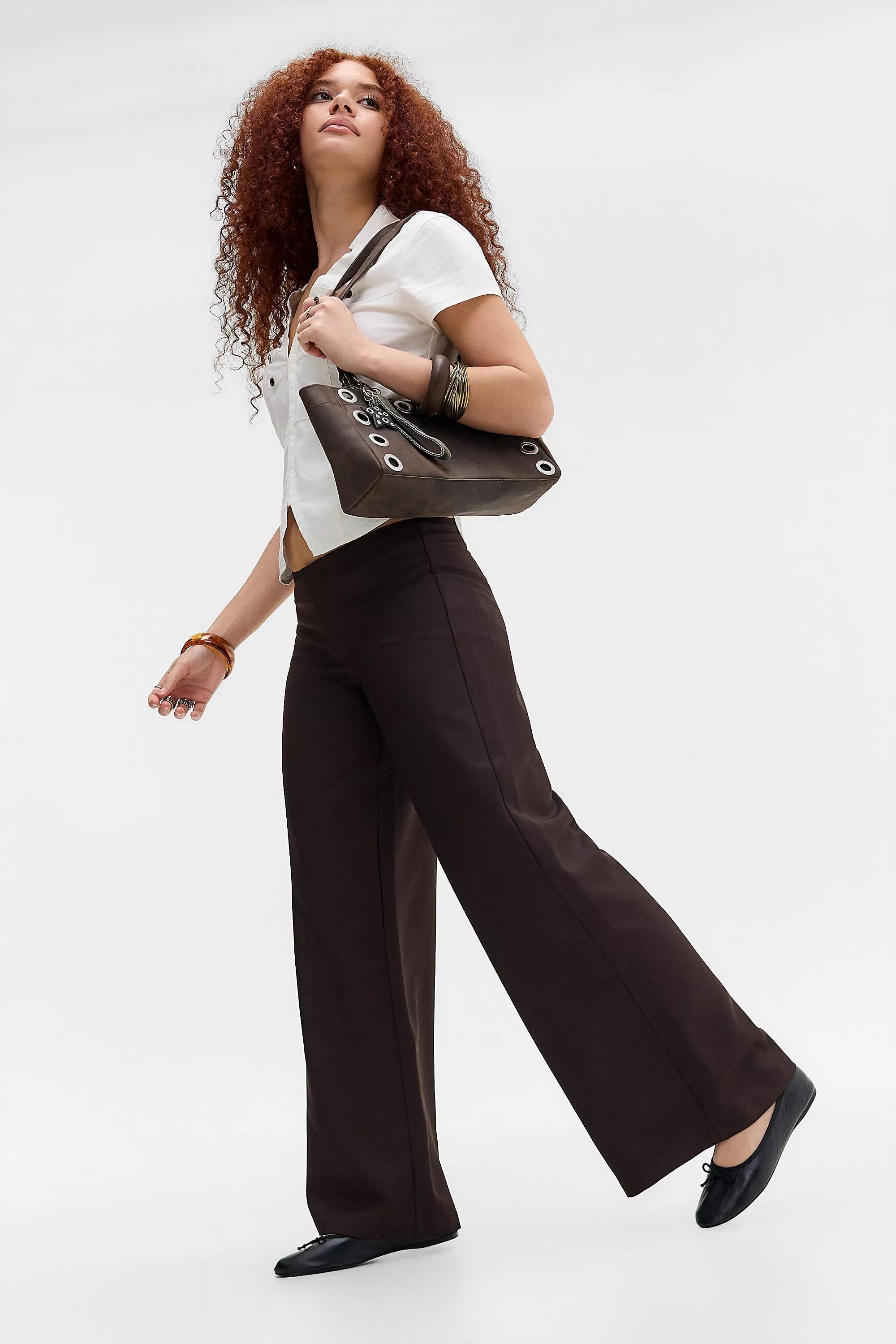 Black Uo Tally Low Rise Trousers, CHOC, medium