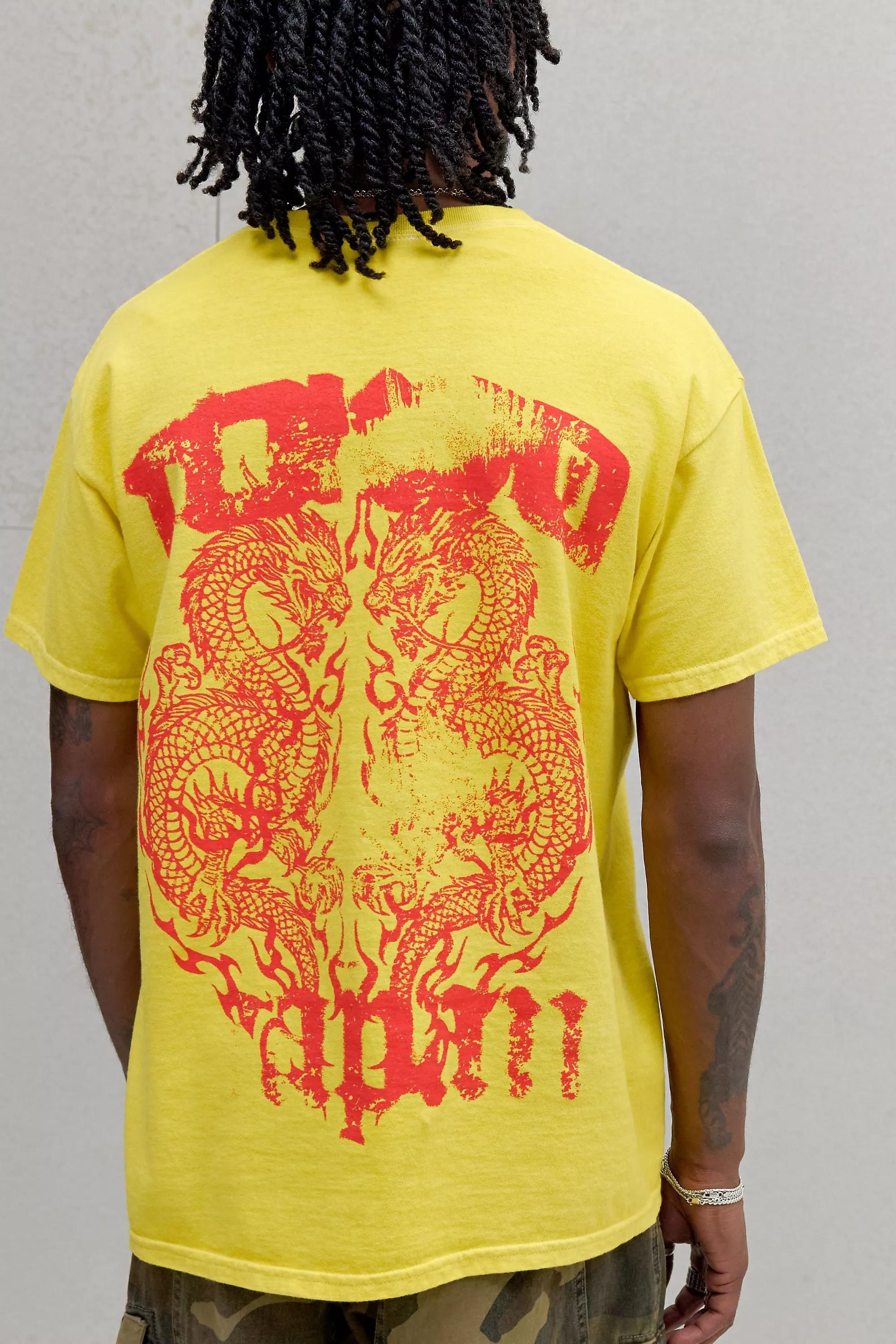 Yellow Uo Tokyo Dragon T-Shirt, YEL, medium