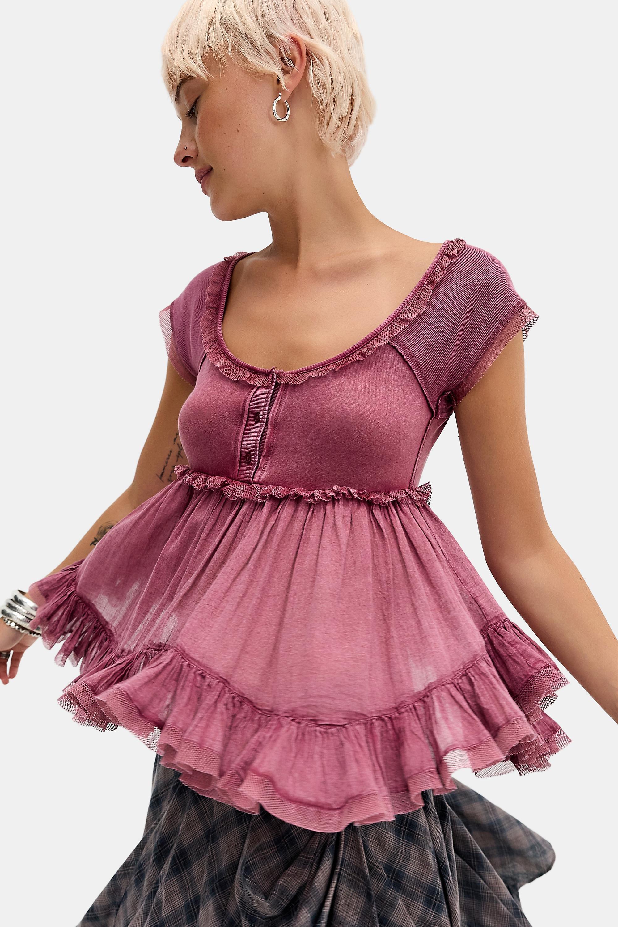 Pink Kimchi Blue Nesli Woven Babydoll Top, PINK, large image number 2