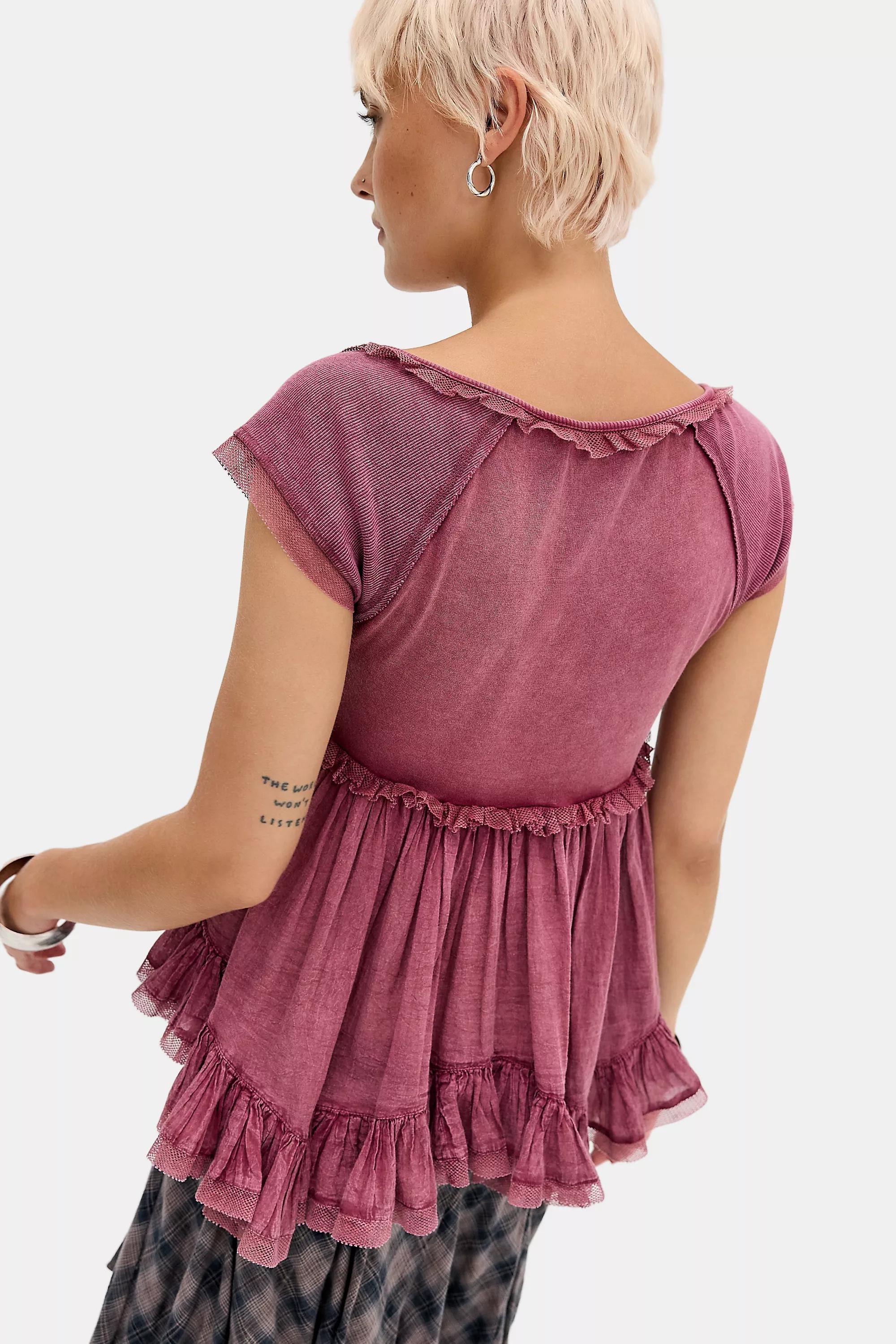 Pink Kimchi Blue Nesli Woven Babydoll Top, PINK, large image number 3