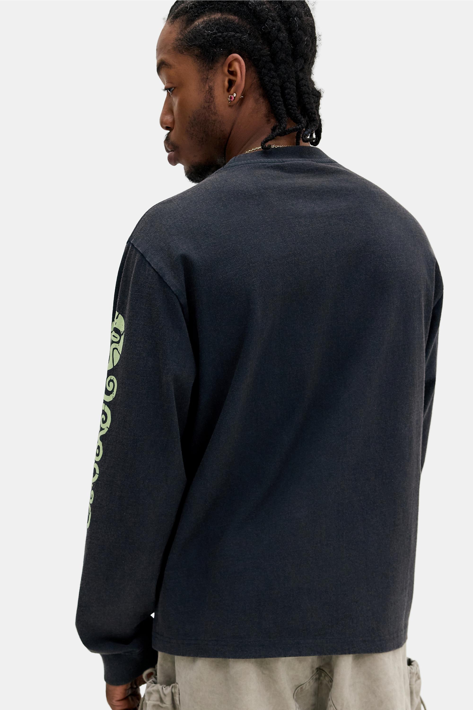 Black & Lime Totem Long Sleeve T-Shirt, BLK, large image number 3