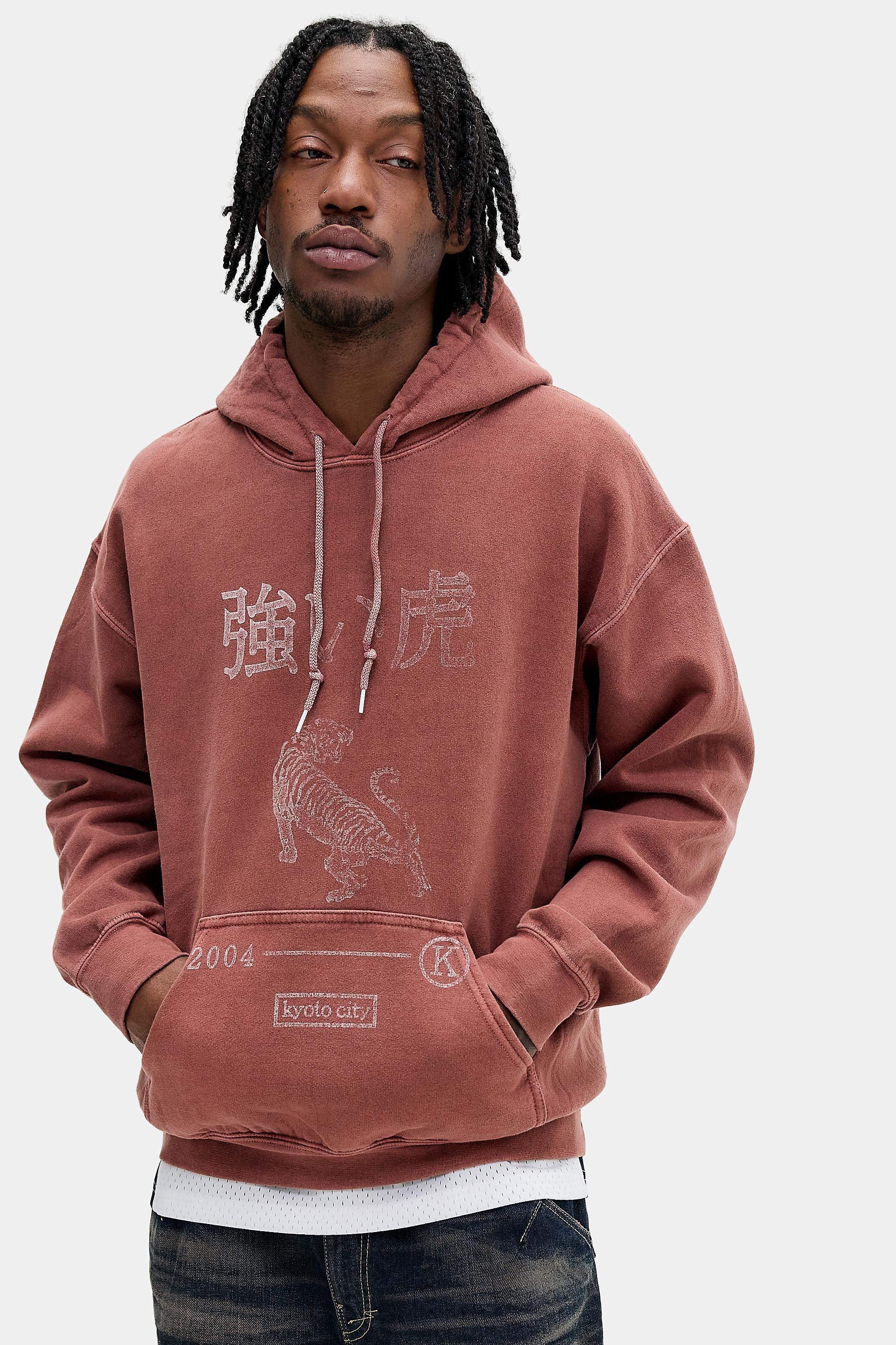Burgundy Uo Kyoto Tiger Hoodie, WINE, medium