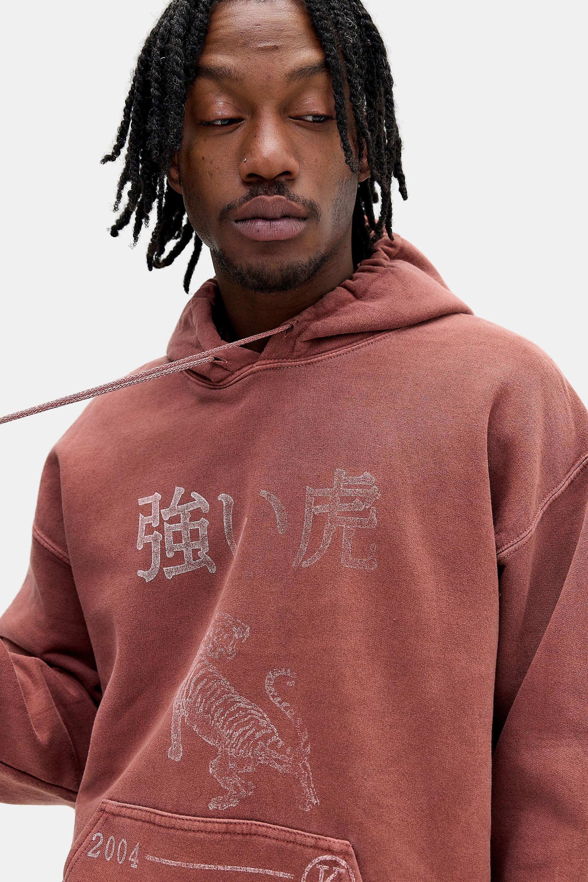 Burgundy Uo Kyoto Tiger Hoodie, WINE, large image number 2