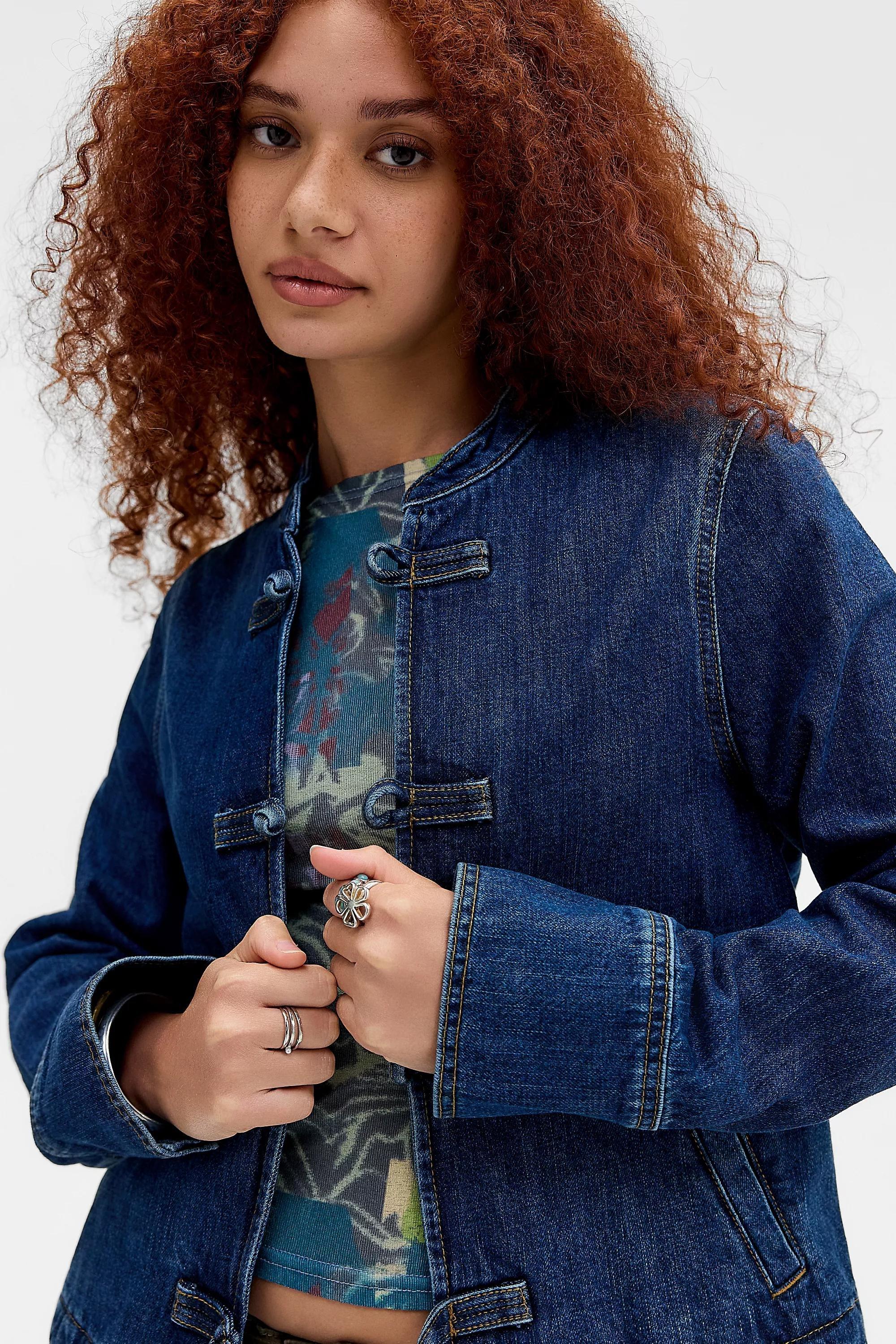 Blue BDG Alma Frogging Jacket, DENIM MEDIUM BLUE, large image number 0