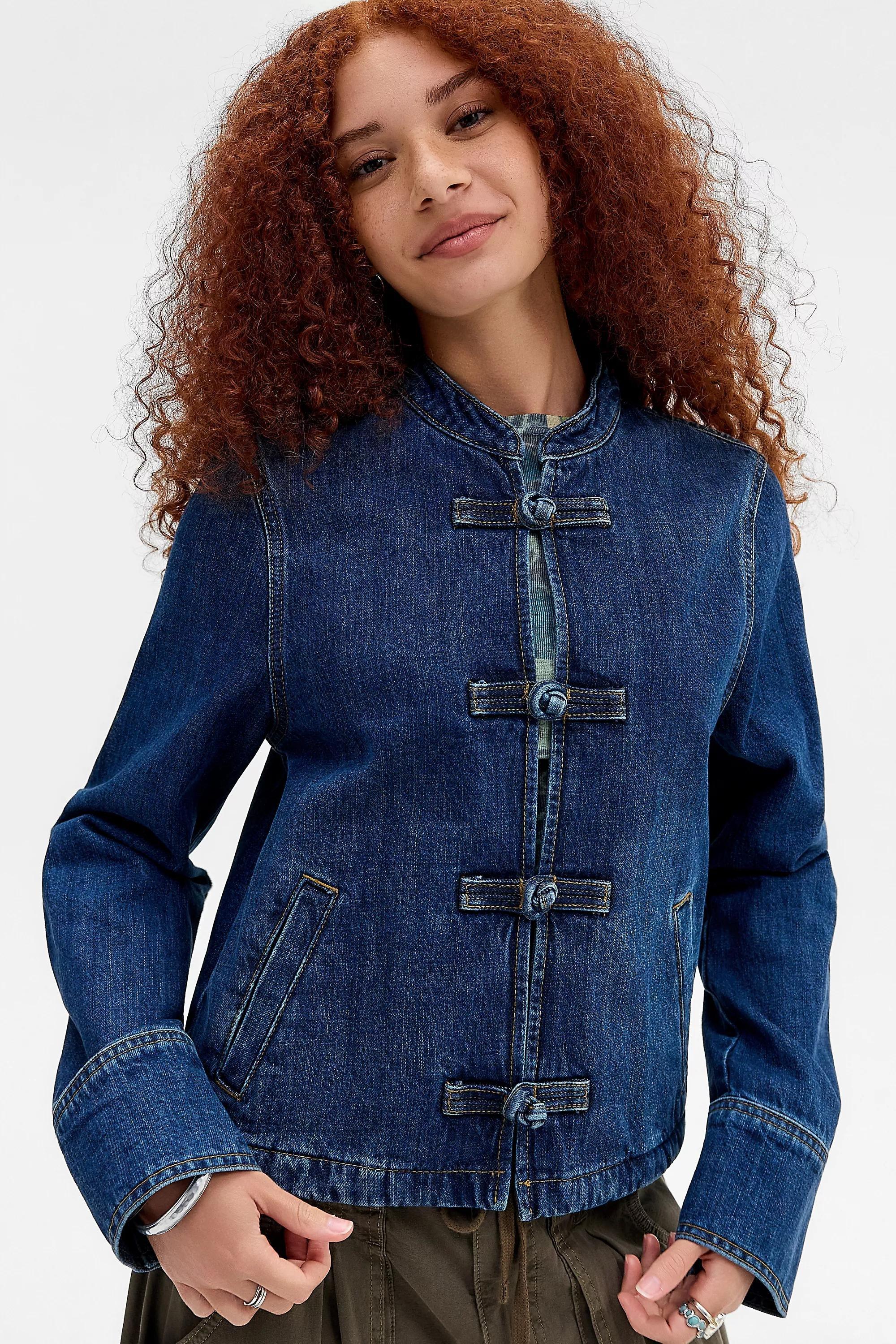 Blue BDG Alma Frogging Jacket, DENIM MEDIUM BLUE, large image number 1