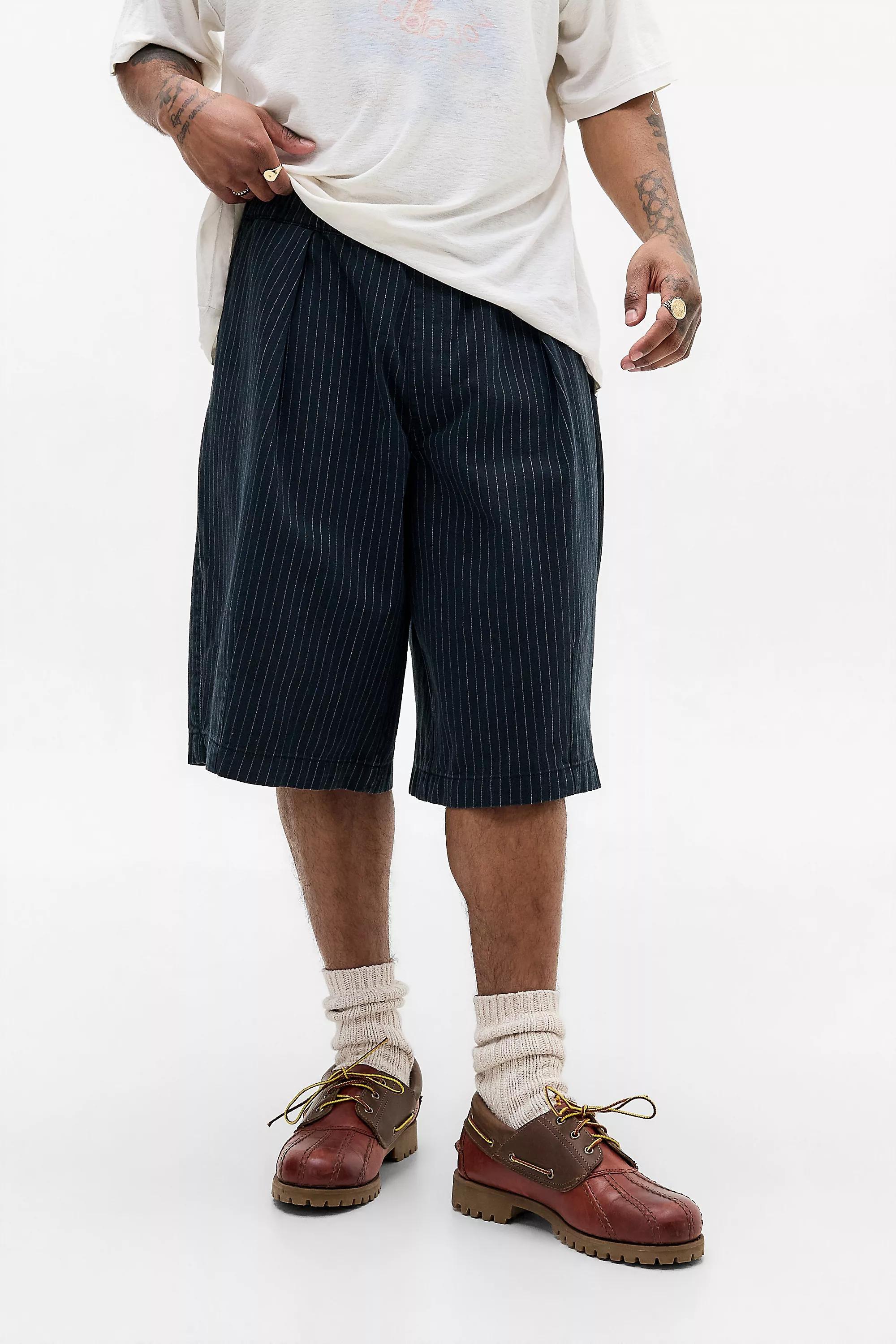 BLACK BDG Bobbi Pinstripe Tailored Shorts, BLK, medium