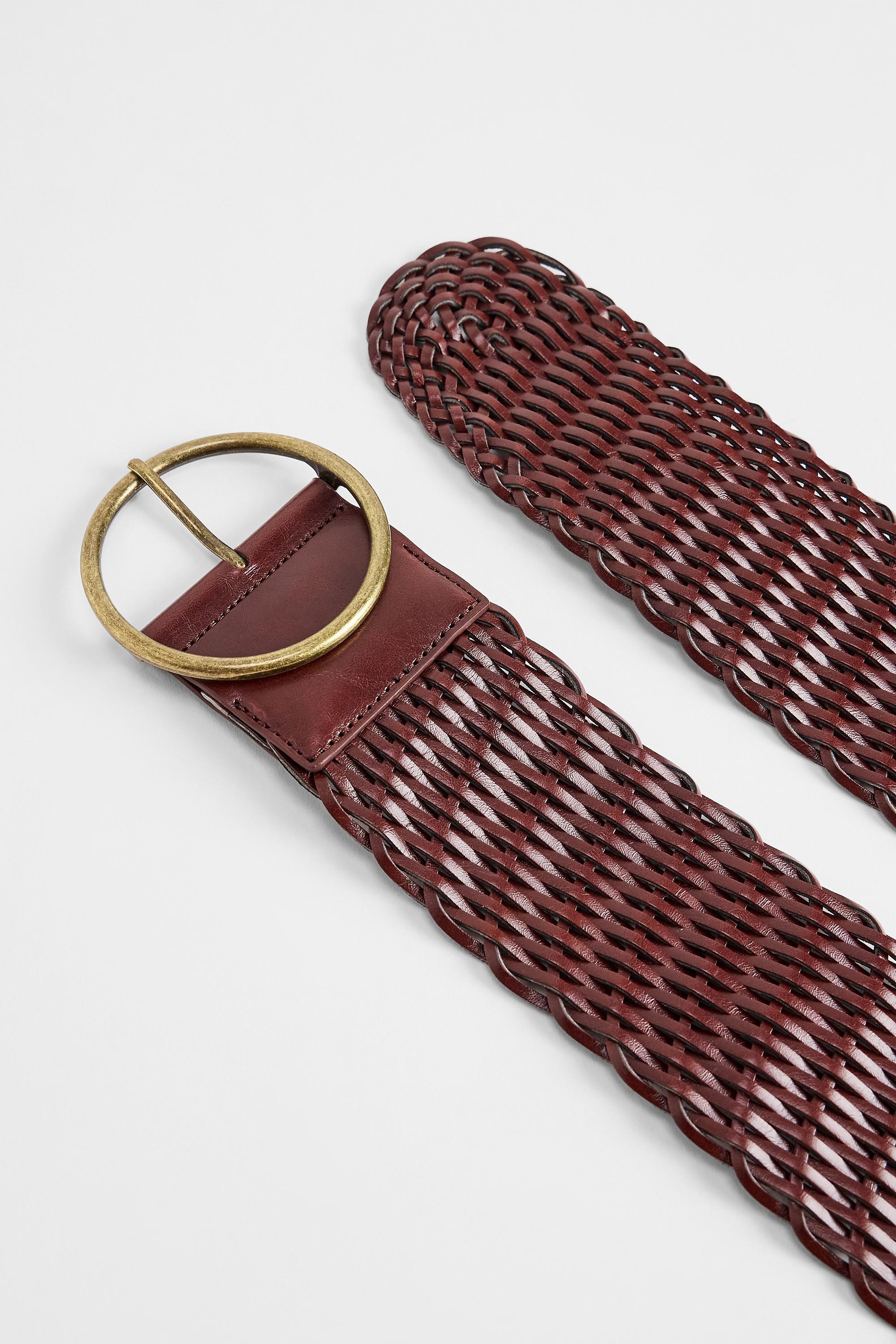 Brown Uo Wide Faux Leather Braided Belt, BRN, medium