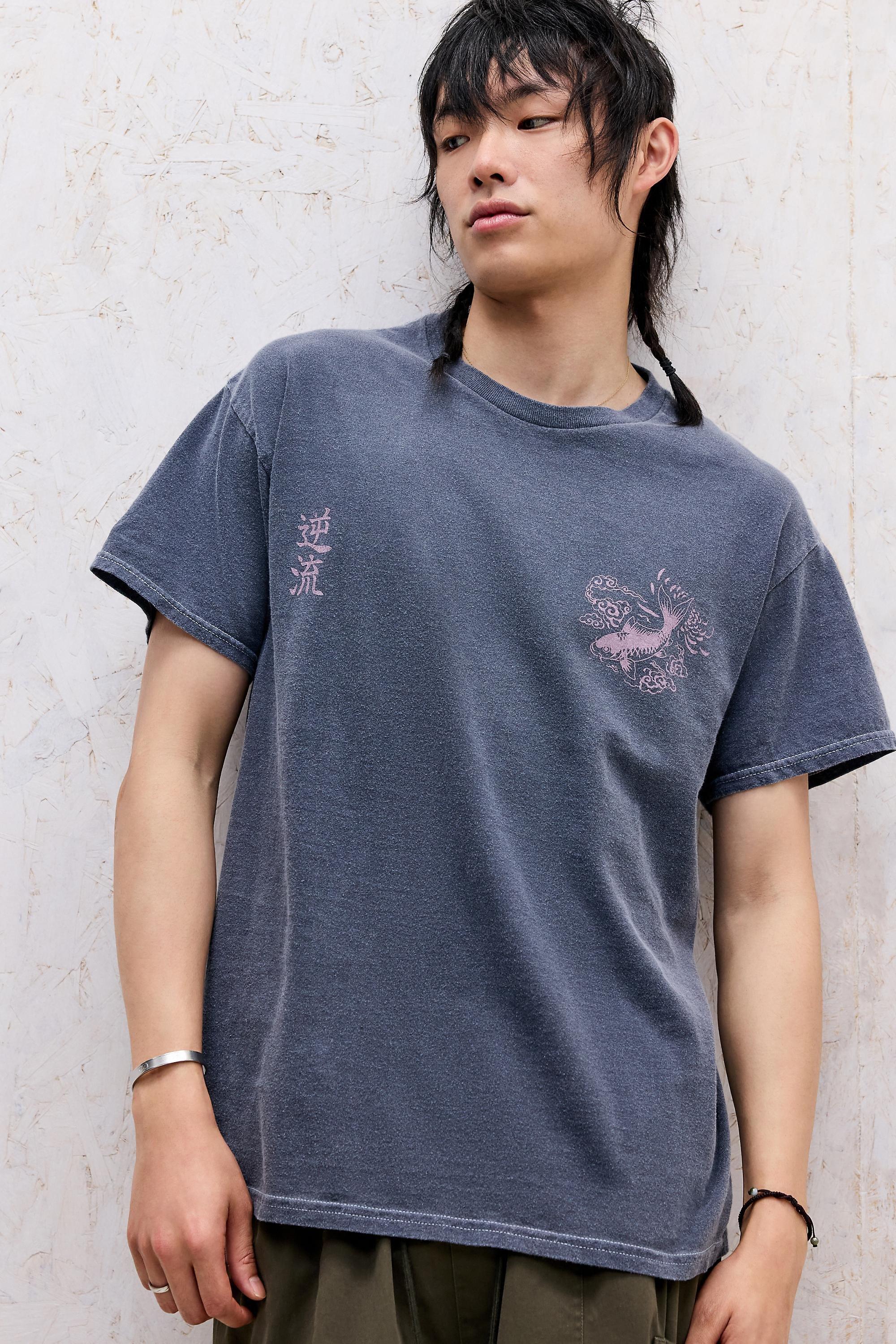 NAVY UO Koi Motif Graphic Tee, NAVY, large image number 0
