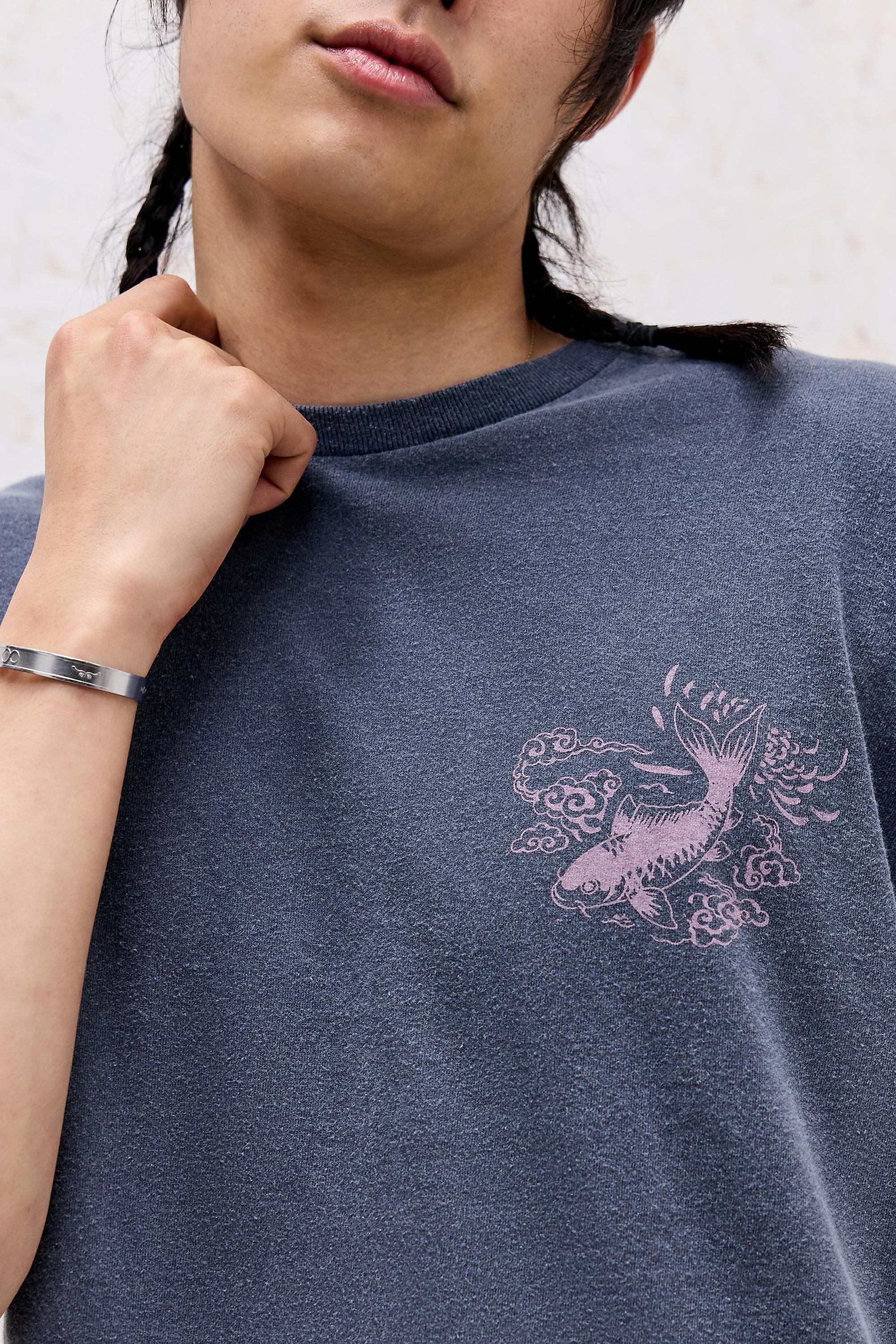 NAVY UO Koi Motif Graphic Tee, NAVY, large image number 2