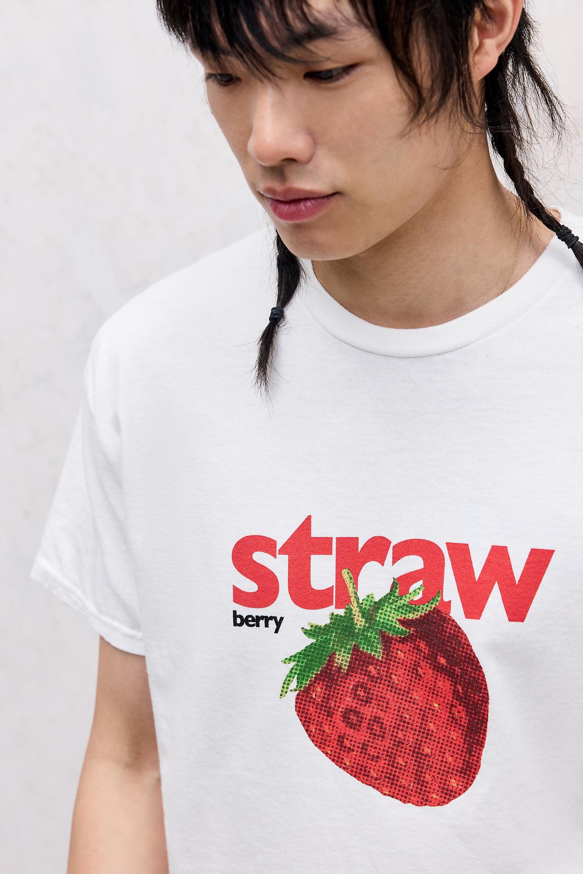 White Uo Strawberry T-Shirt, WHT, large image number 2