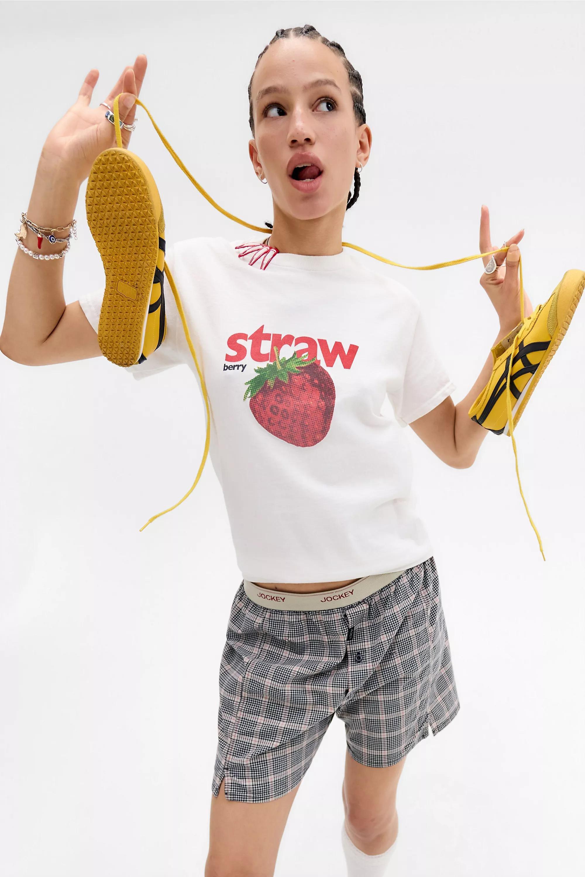 White Uo Strawberry T-Shirt, WHT, large image number 4