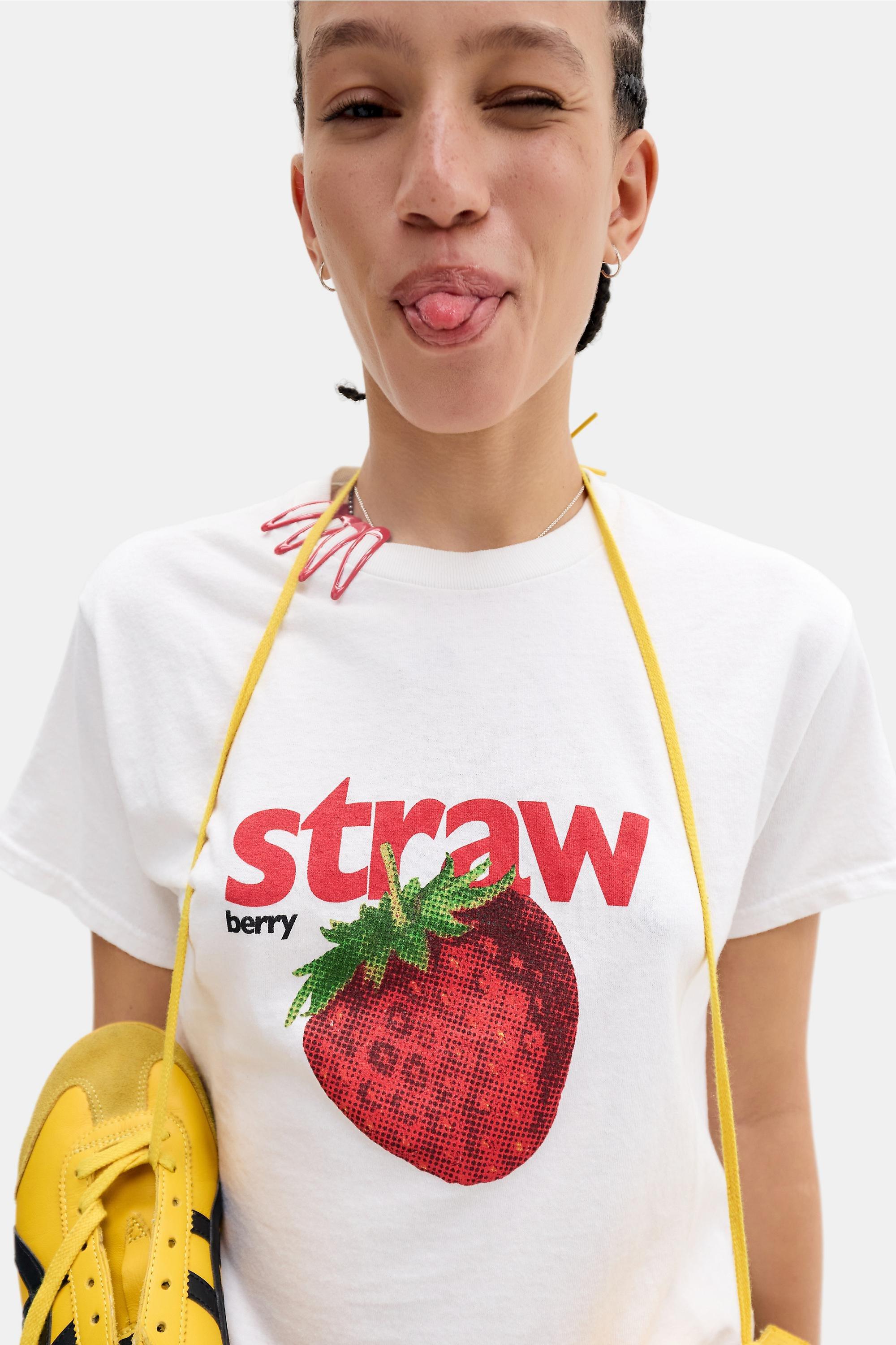 White Uo Strawberry T-Shirt, WHT, large image number 5