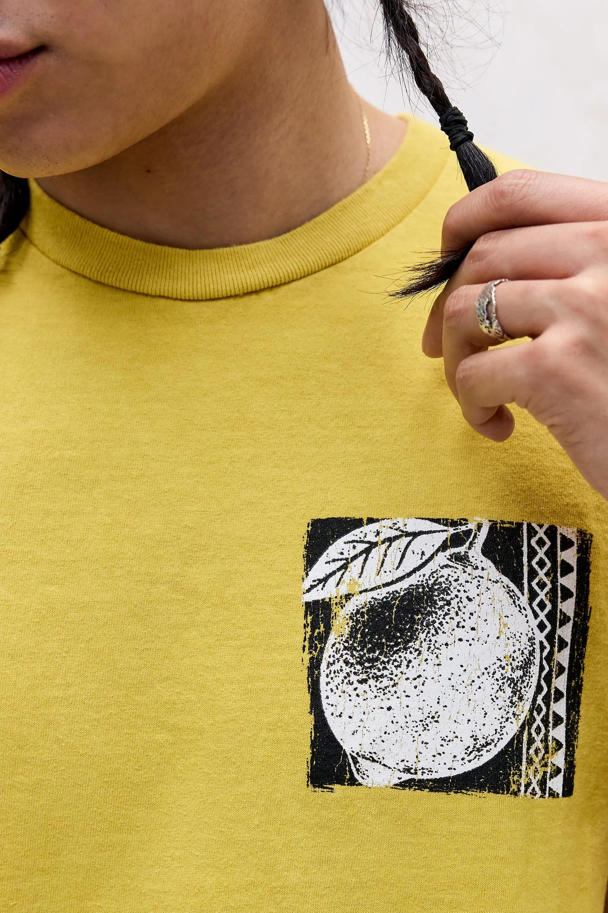 YELLOW UO Yellow Sour Lemon Graphic Tee, YEL, large image number 3