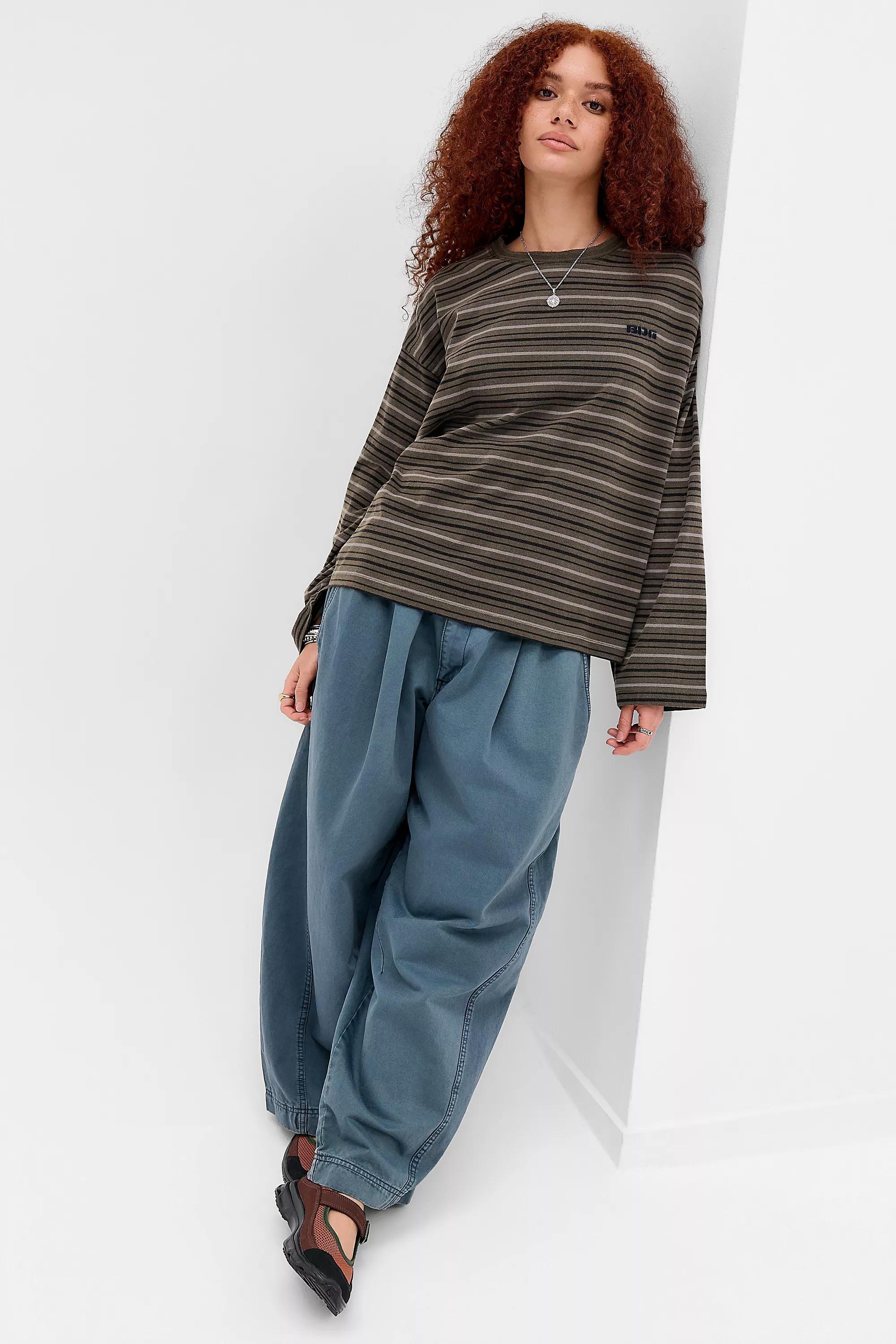 Khaki Bdg Luca Stripe Long Sleeve T-Shirt, KHAKI, large image number 1