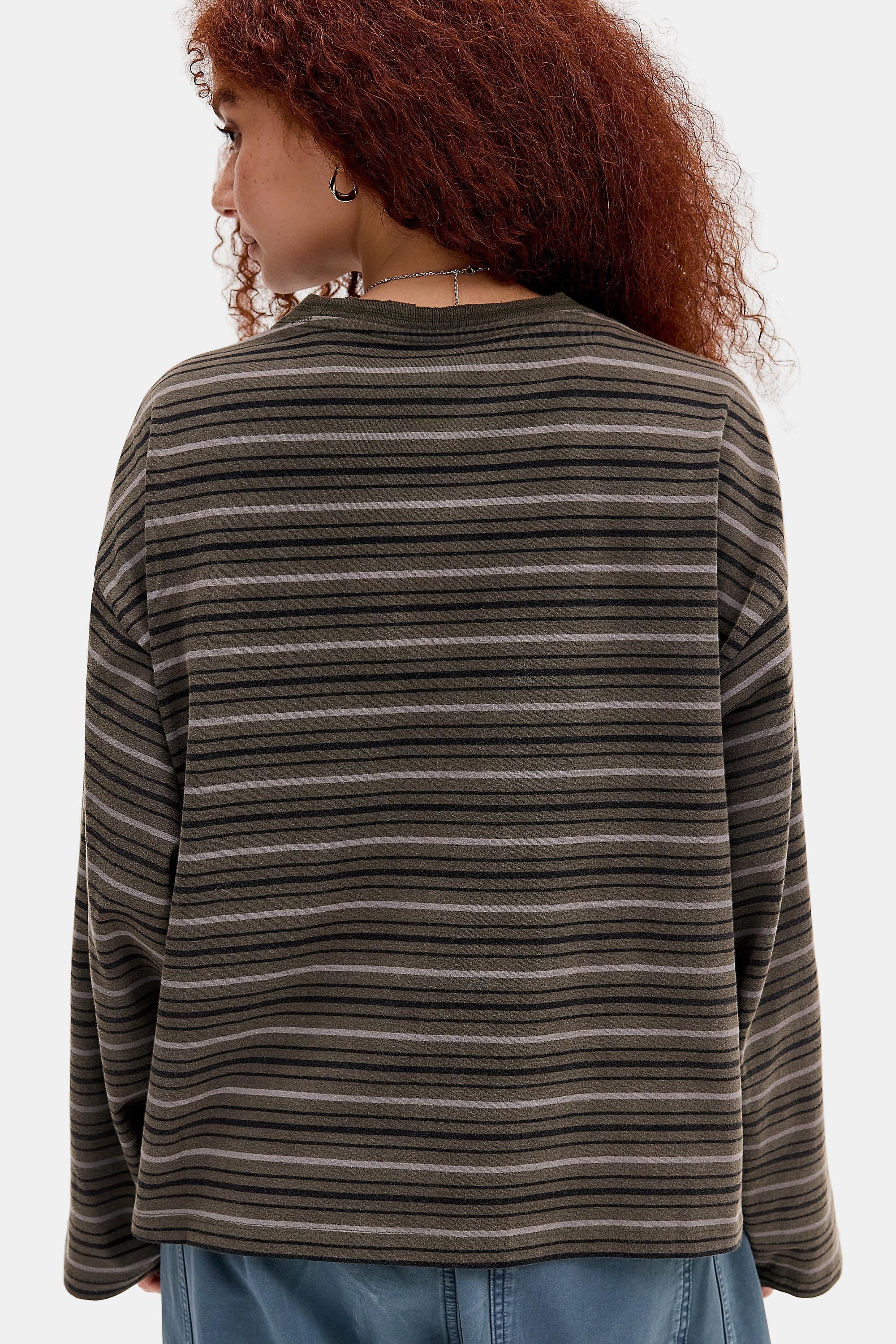 Khaki Bdg Luca Stripe Long Sleeve T-Shirt, KHAKI, large image number 3