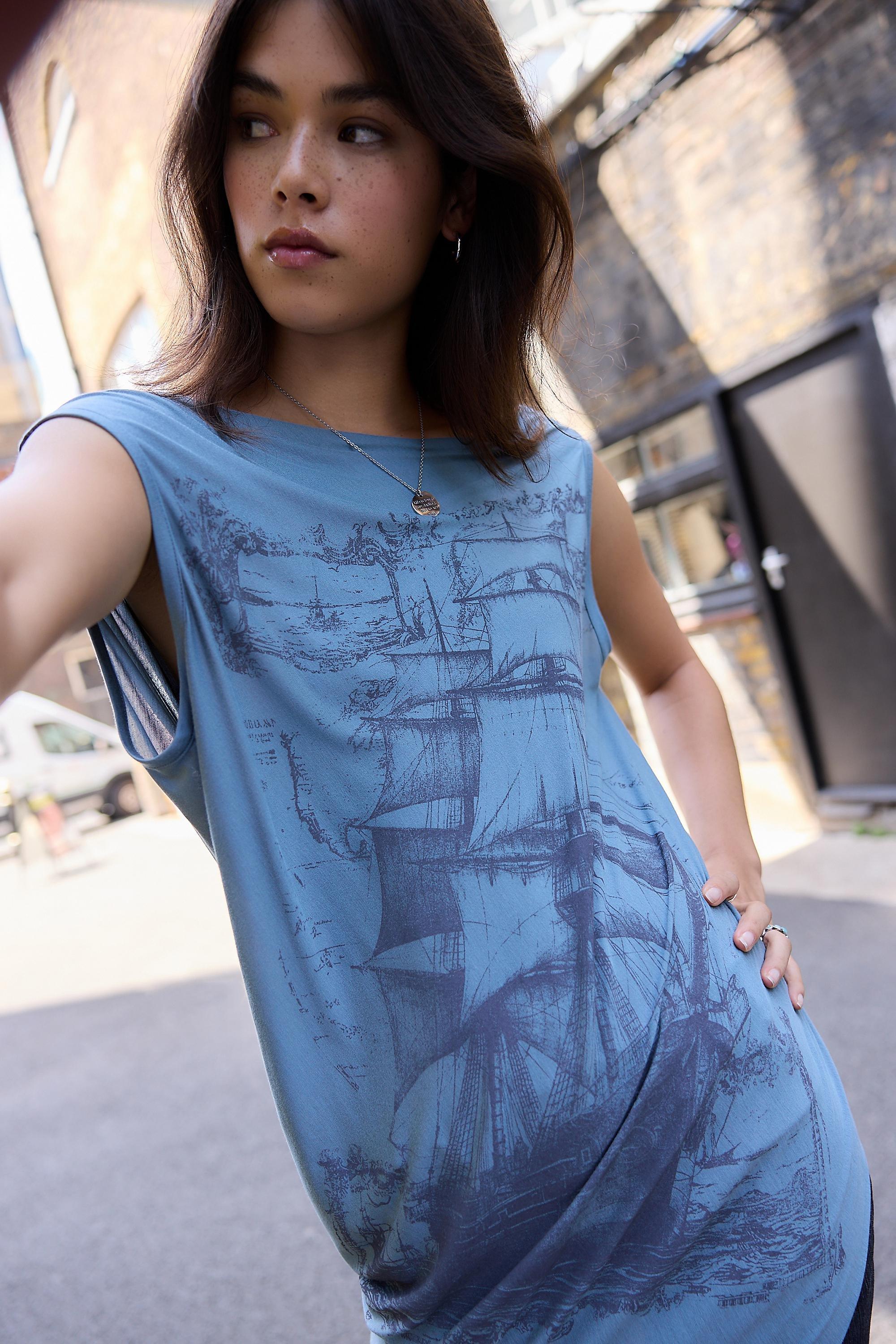 Blue Silence + Noise Shipwreck Drape Tunic, D BL, medium