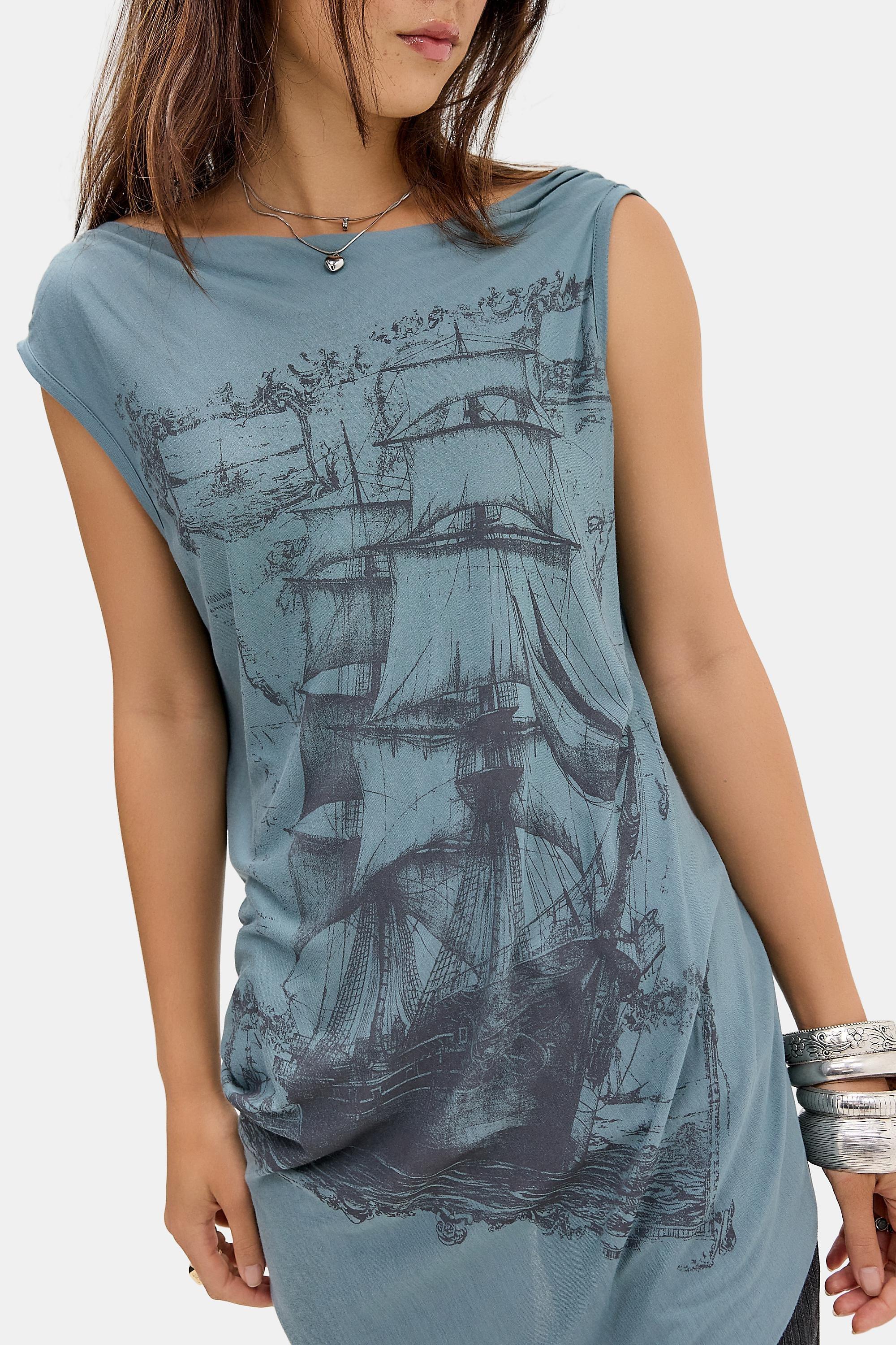 Blue Silence + Noise Shipwreck Drape Tunic, D BL, medium