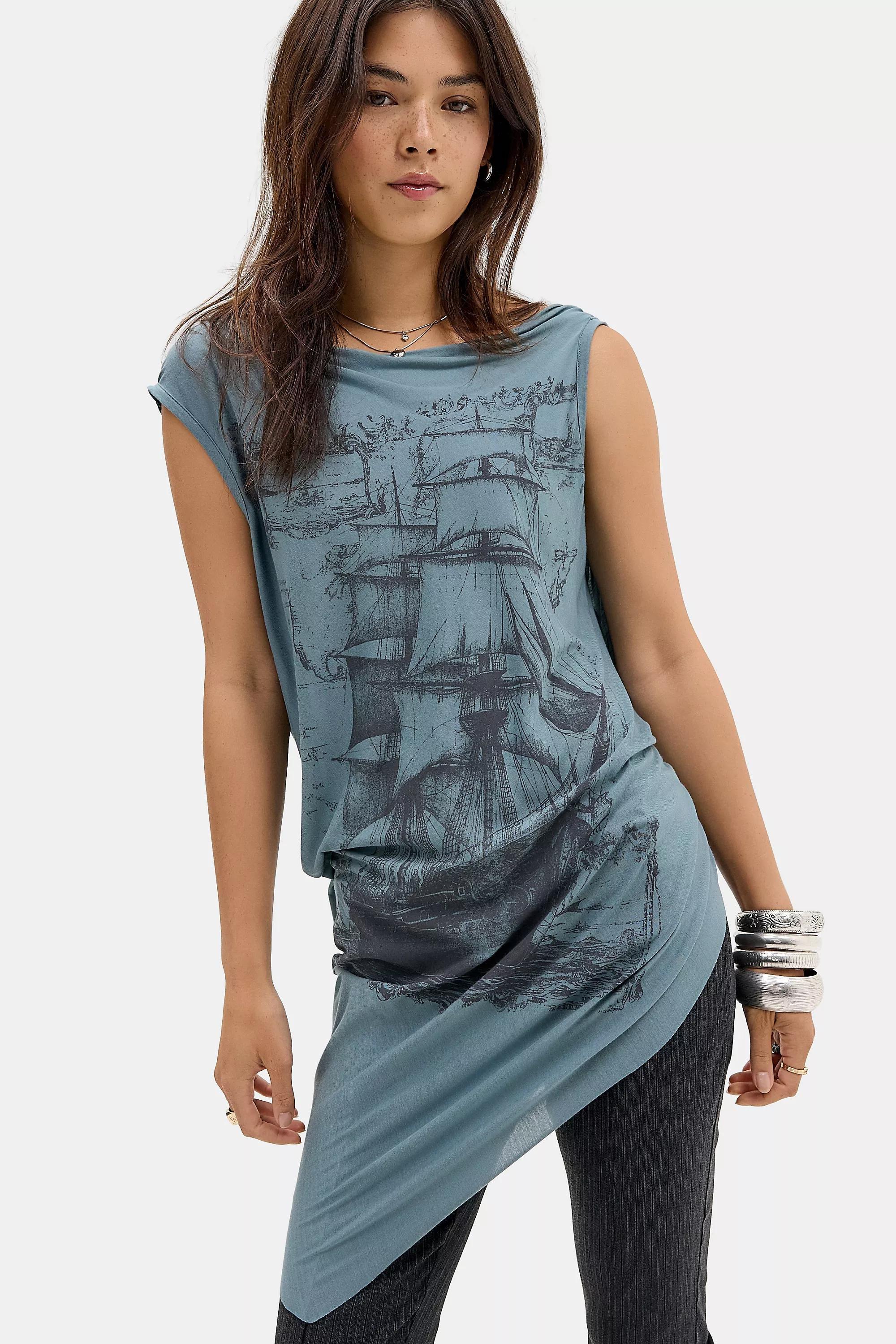 Blue Silence + Noise Shipwreck Drape Tunic, D BL, large image number 4