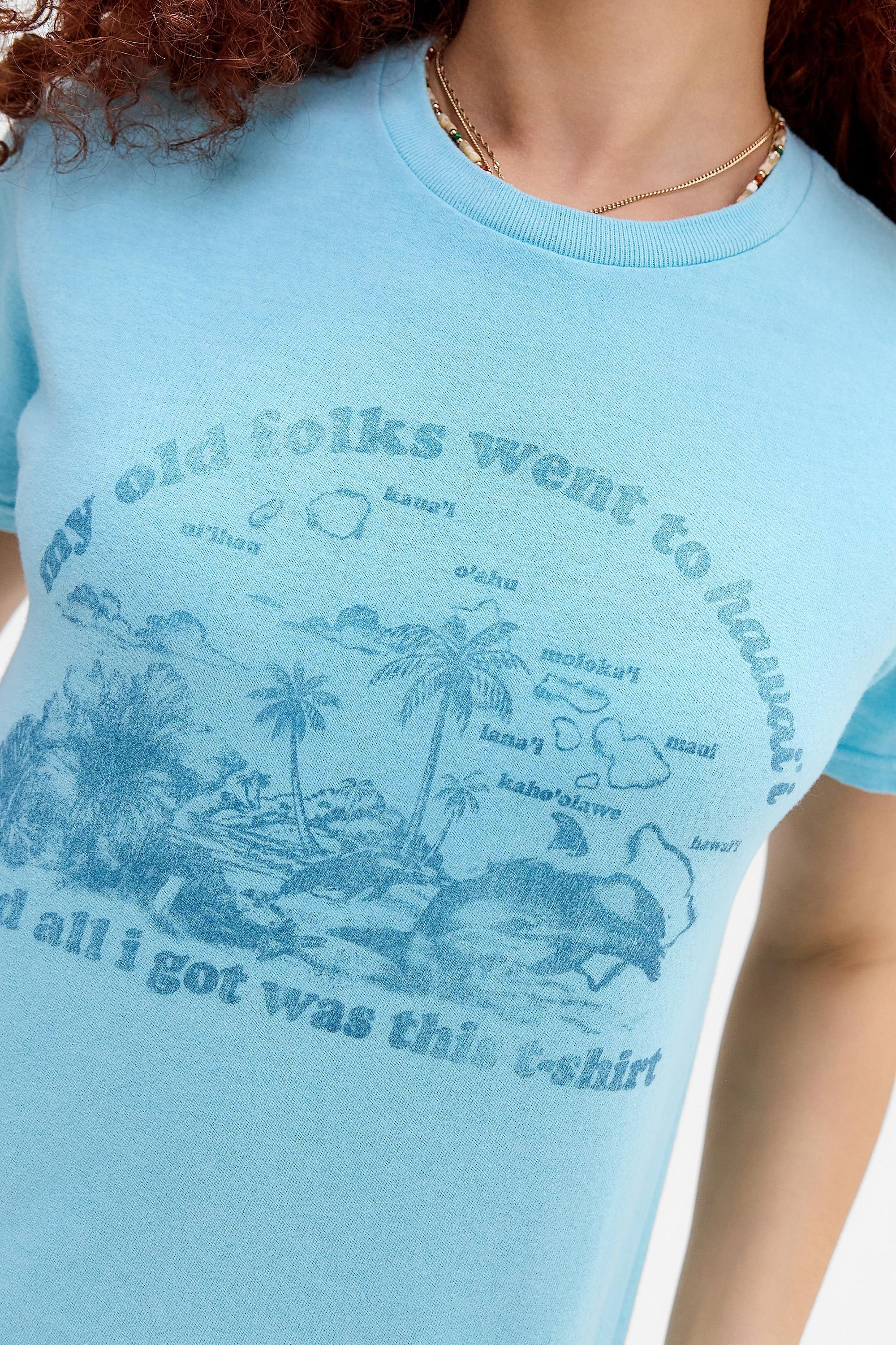 Blue Uo Hawaii Folks Relaxed T-Shirt, LT BLUE, medium