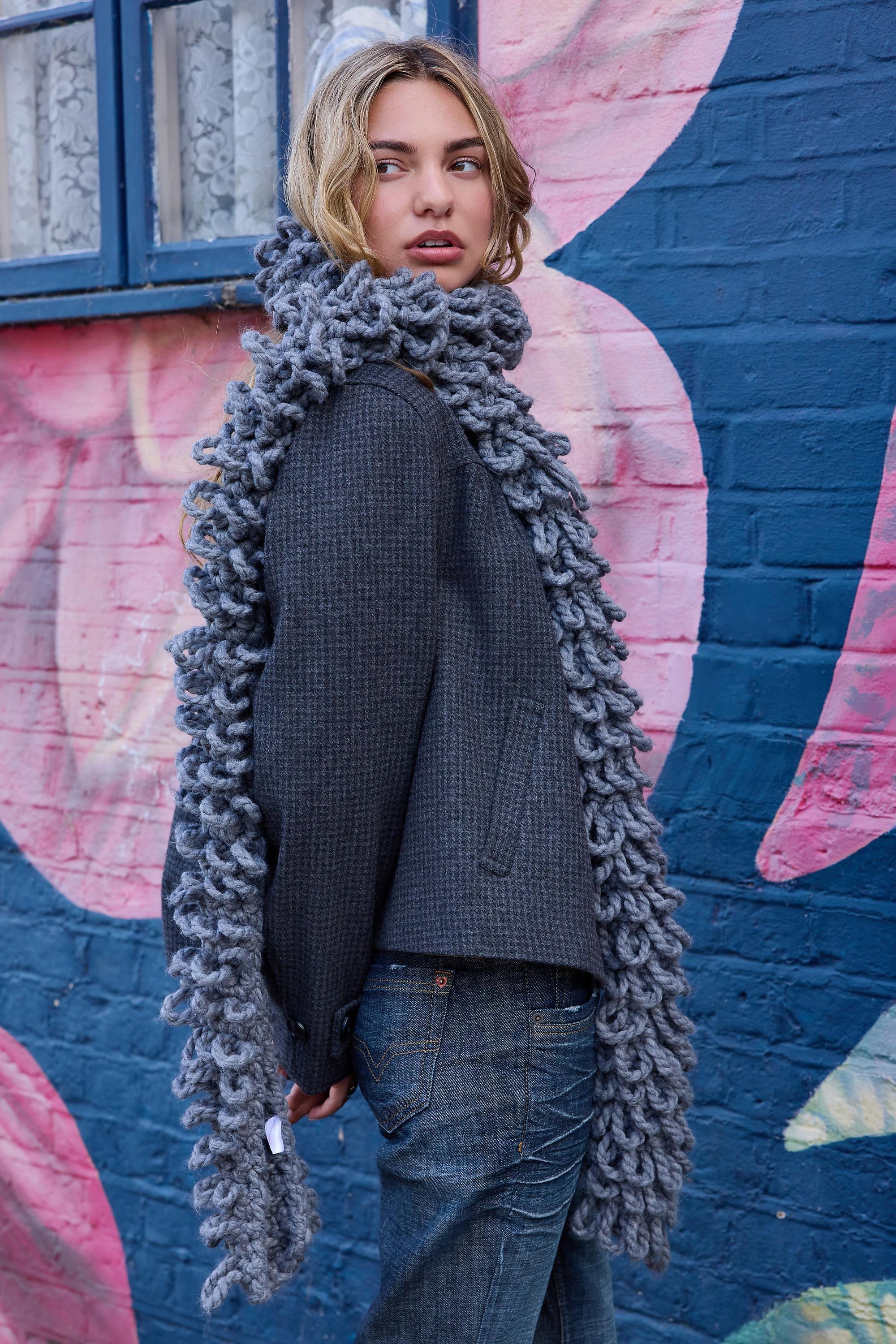 Urban Outfitters Grey Uo Margot Loop Slim Scarf | Azadea UAE