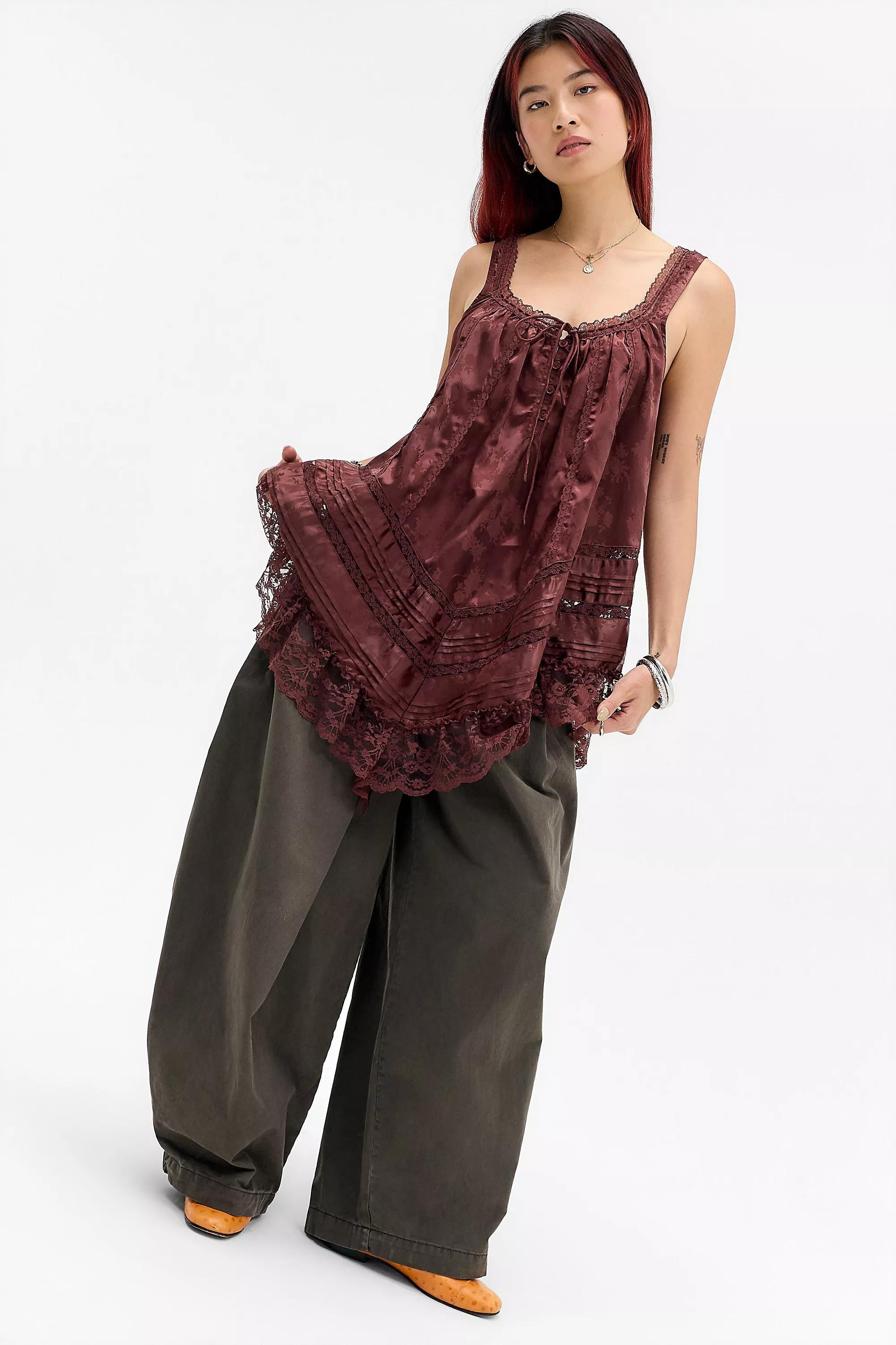 Red Kimchi Blue Melissa Satin Tunic, DK RED, large image number 1