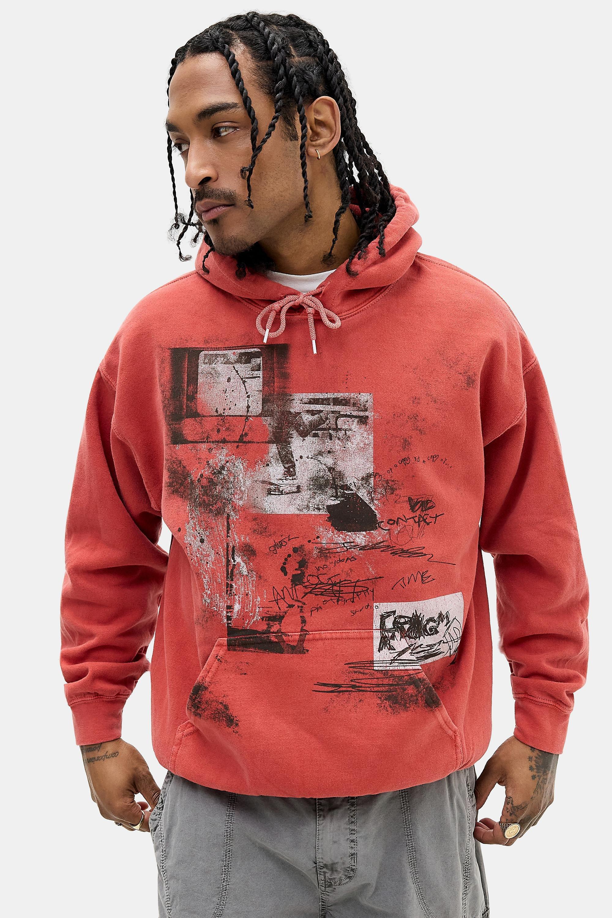 Red Uo Red Photo Doodle Hoodie, RED, large image number 0