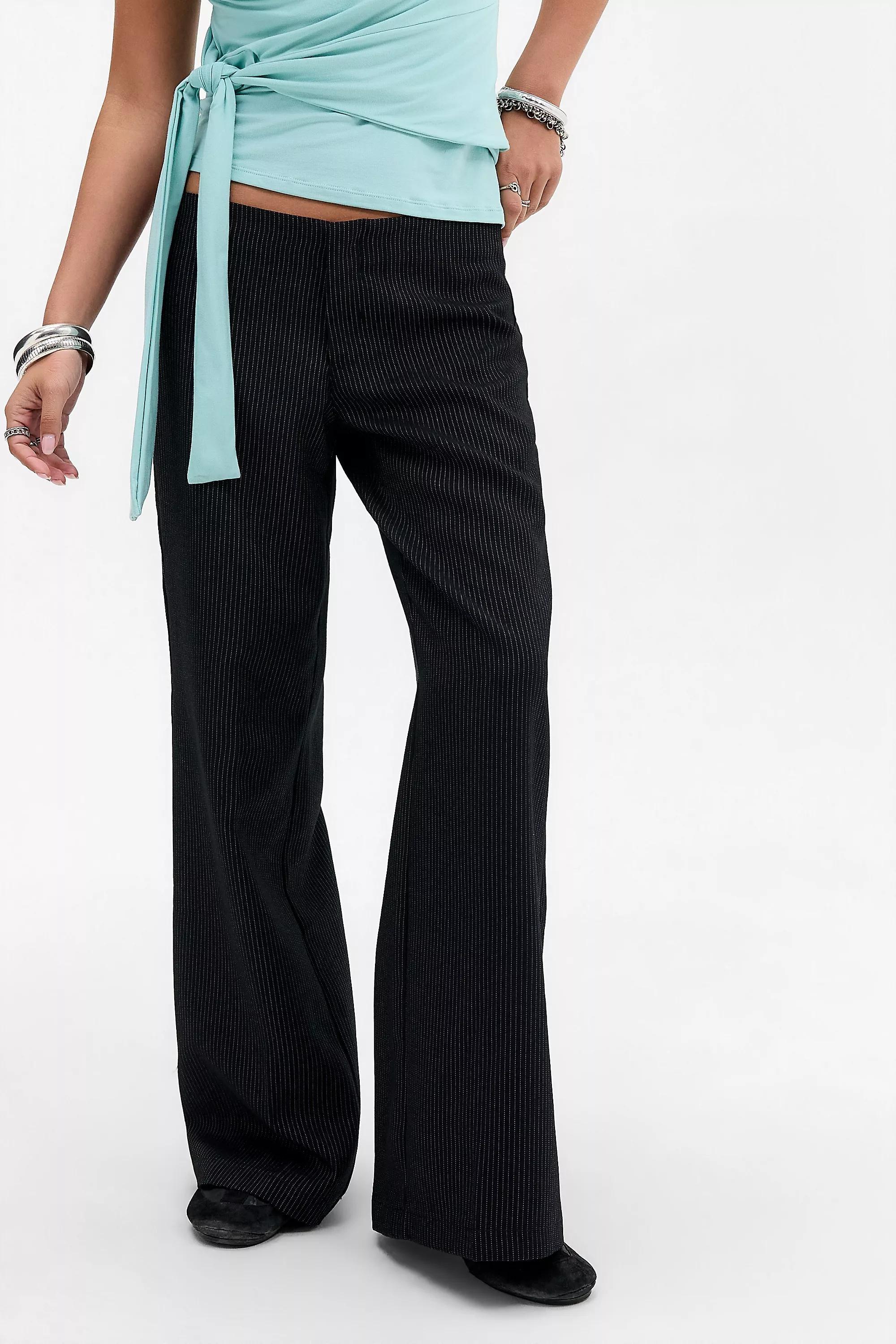 Black Uo Tally Low Rise Trousers, BLK, large image number 0