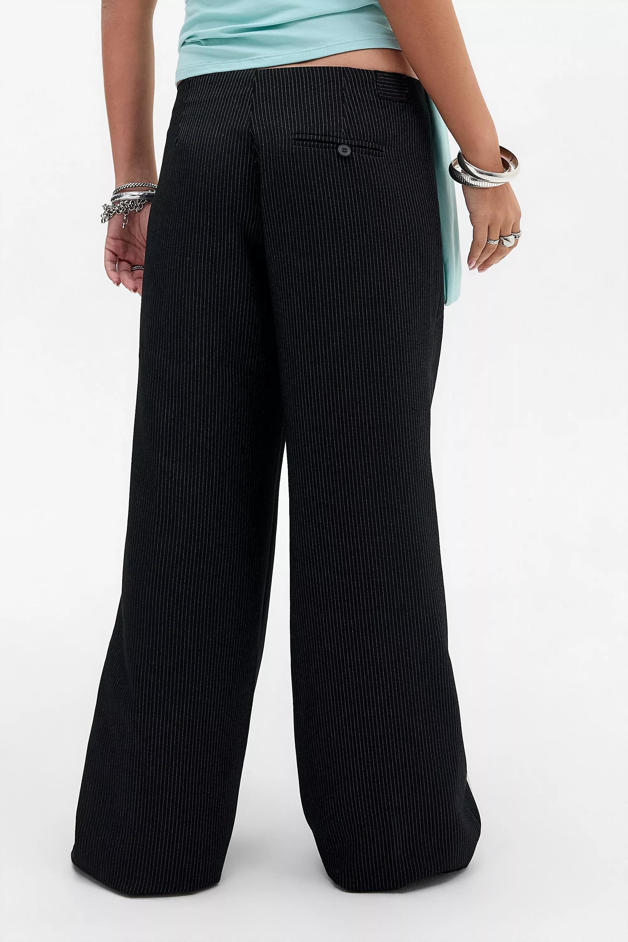 Black Uo Tally Low Rise Trousers, BLK, large image number 3