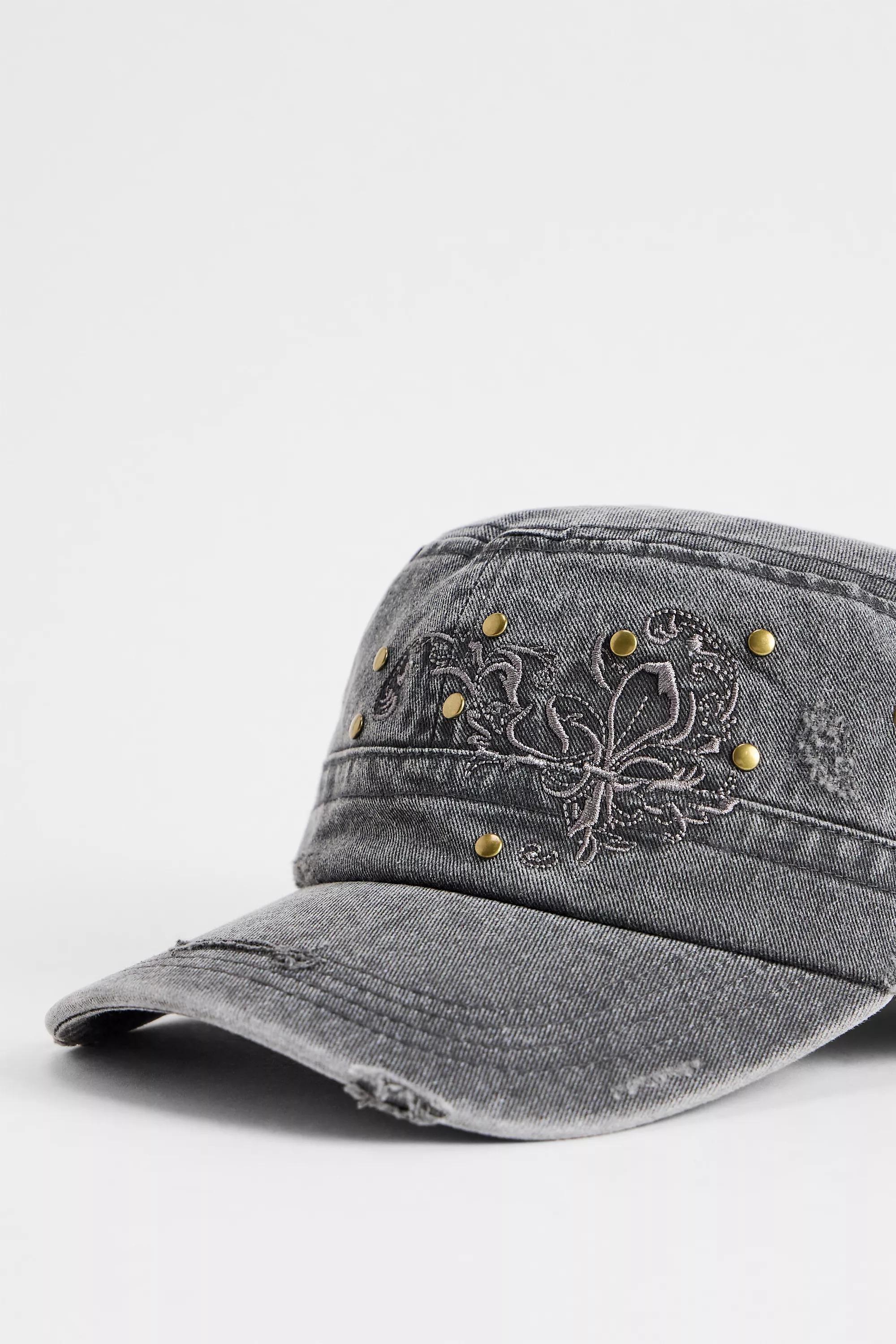 Black Bdg Studded Utility Train Cap, BLK, medium