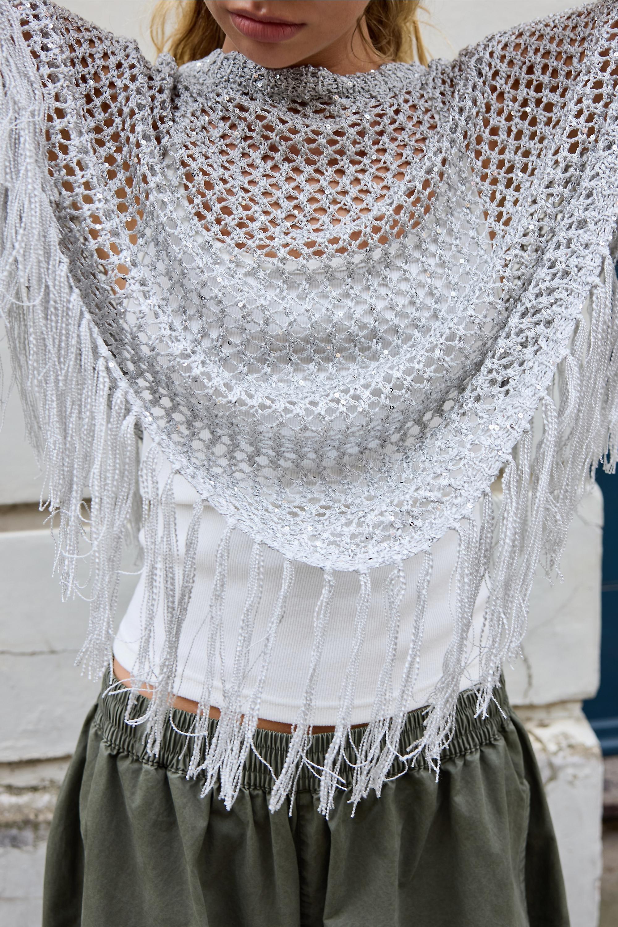 Green Grey Uo Jamie Sparkle Poncho, L GR, large image number 1