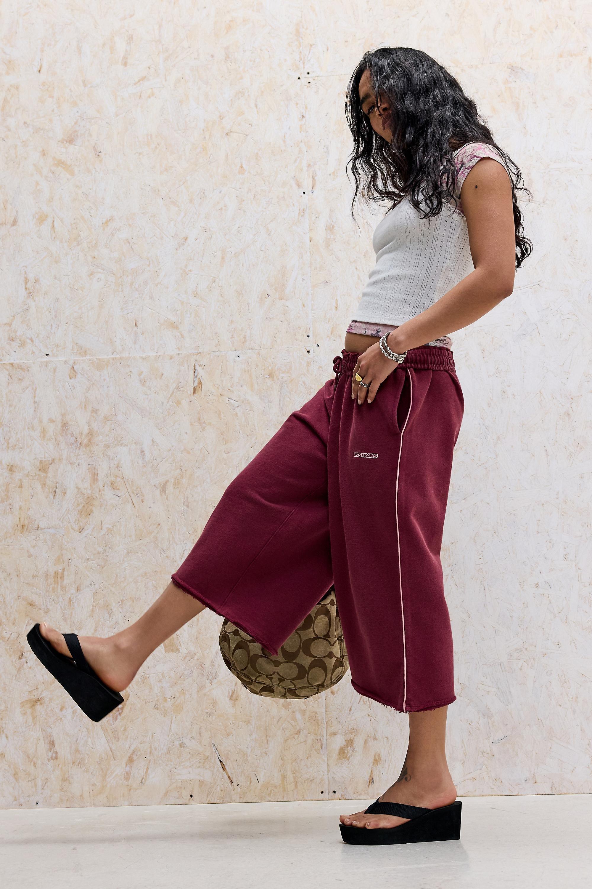 BURGUNDY iets frans... Harri Raw Hem Crop Joggers, A301_0259, large image number 1