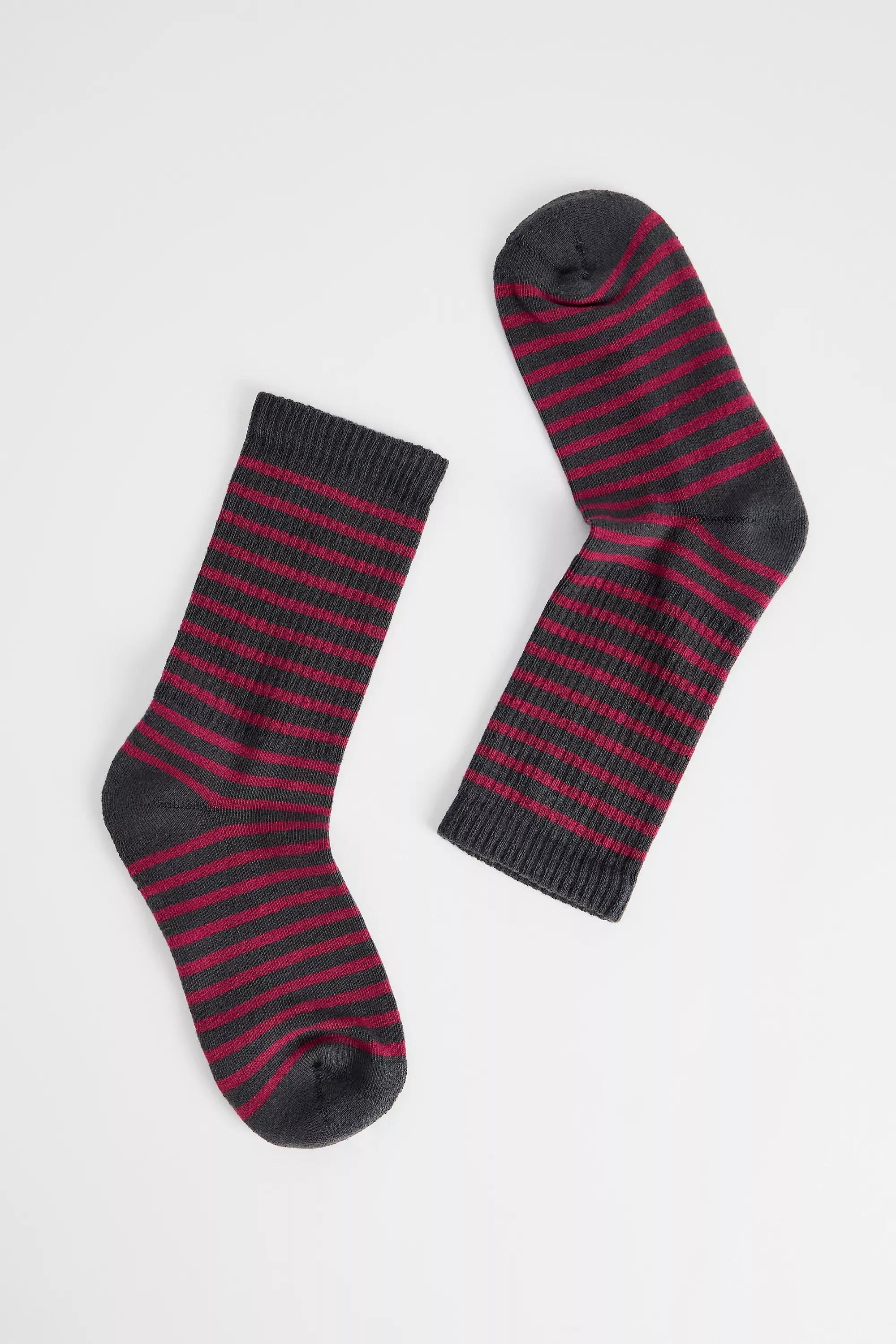 Red Out From Under Stripe Rib Socks, RED, large image number 1