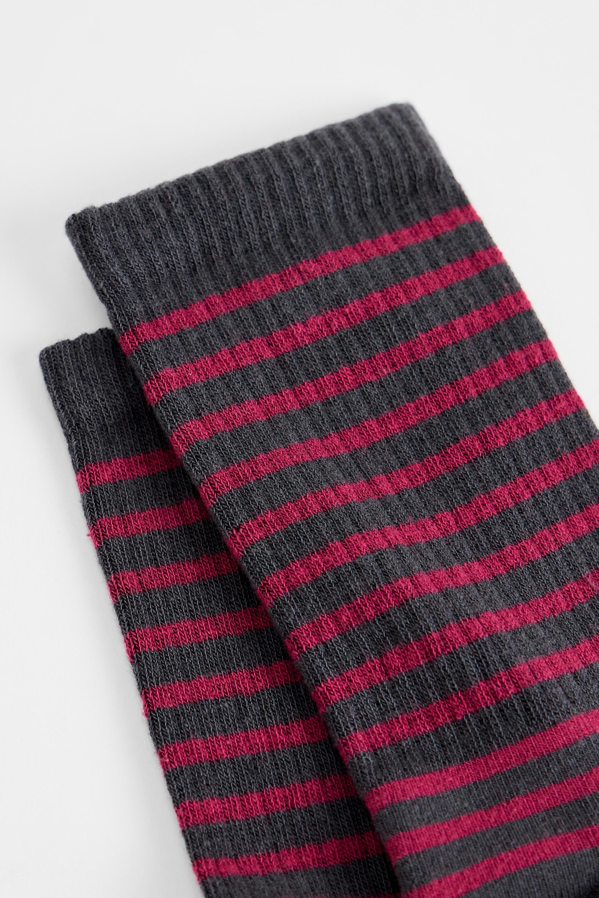 Red Out From Under Stripe Rib Socks, RED, medium