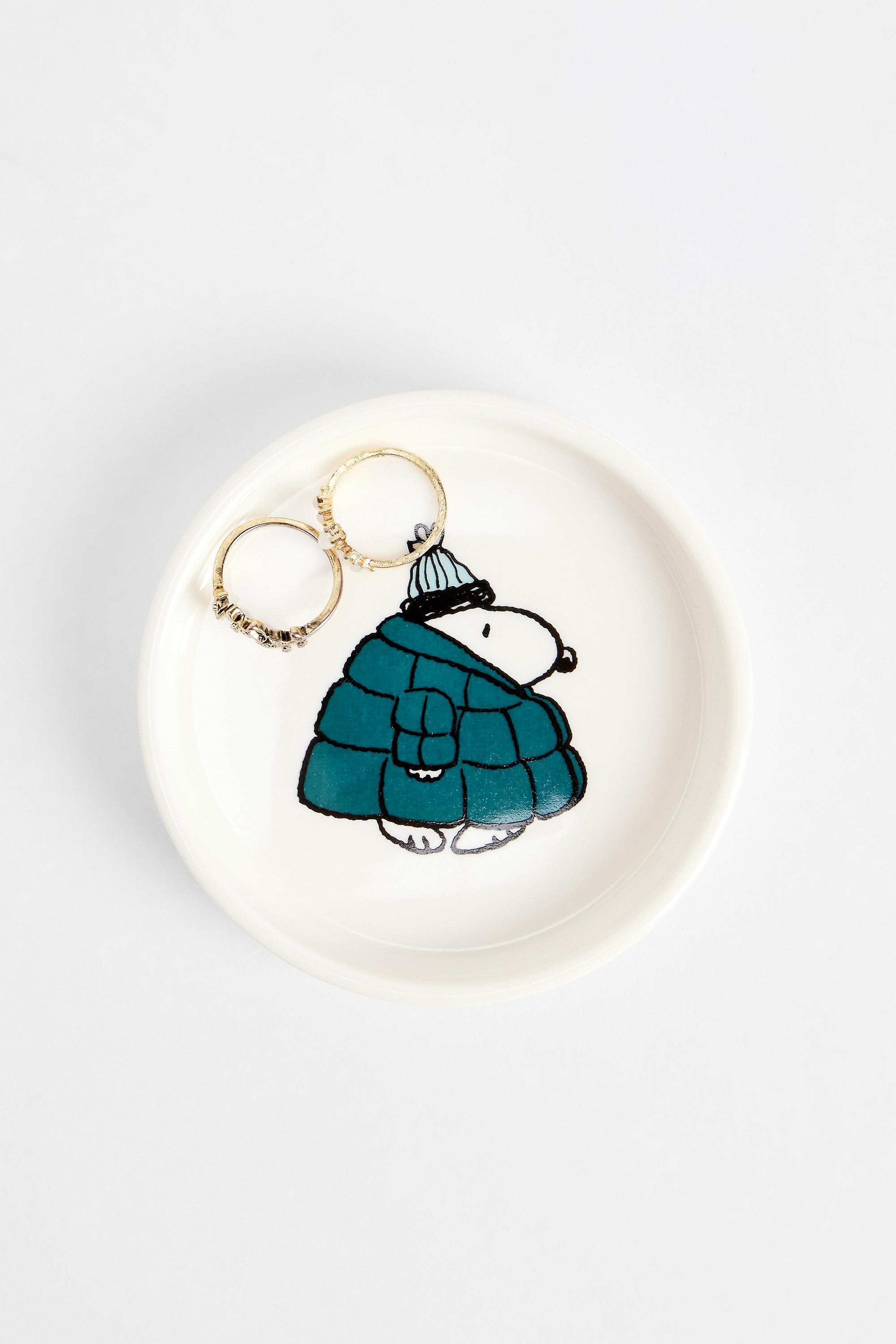 UO Exclusive Peanuts Snoopy Trinket Dish, White, BLUE, large image number 0